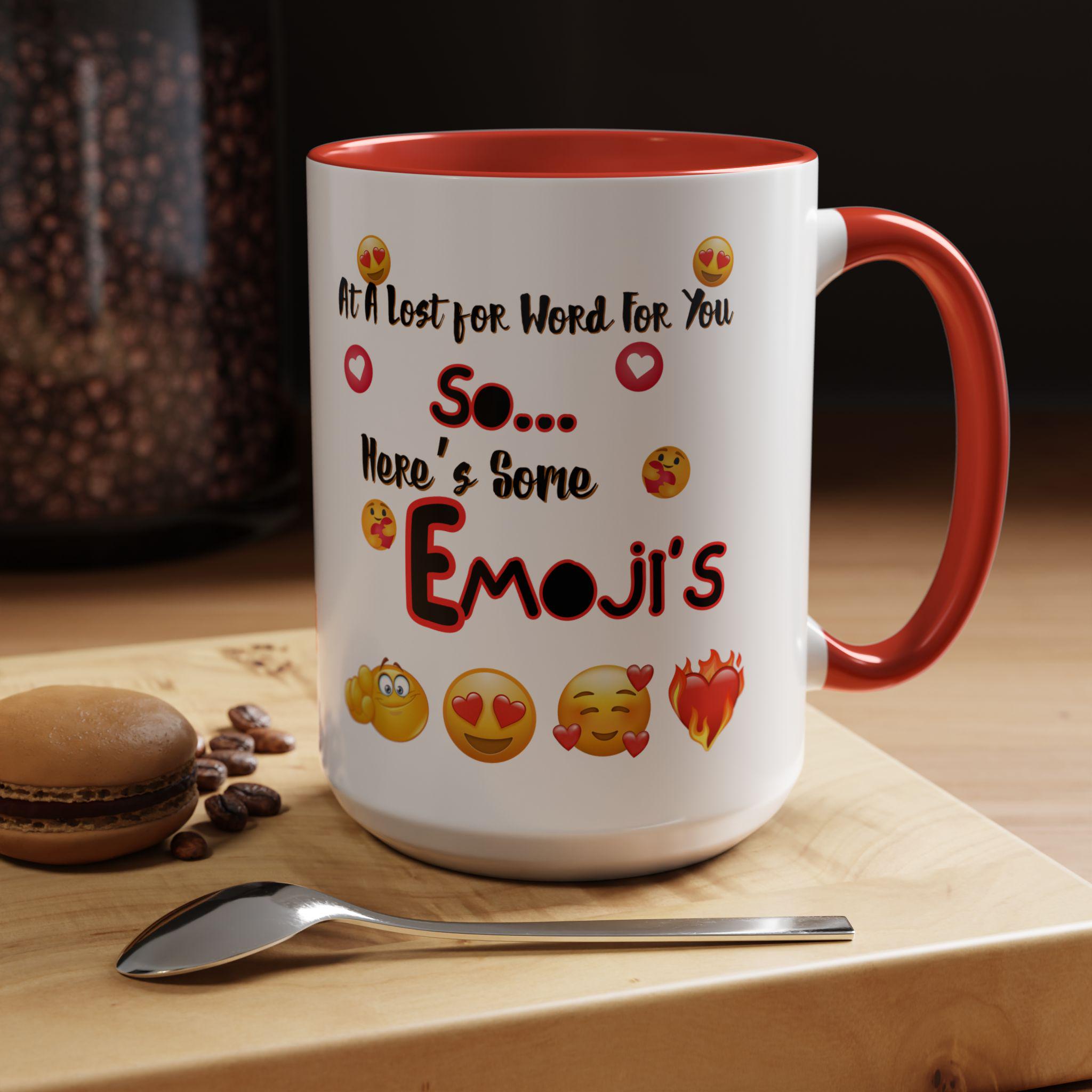 Emoji Valentines Day Accent Coffee Mug (11, 15oz) | Heart Mug | Emoji Mug | 2026 Valentine Gift