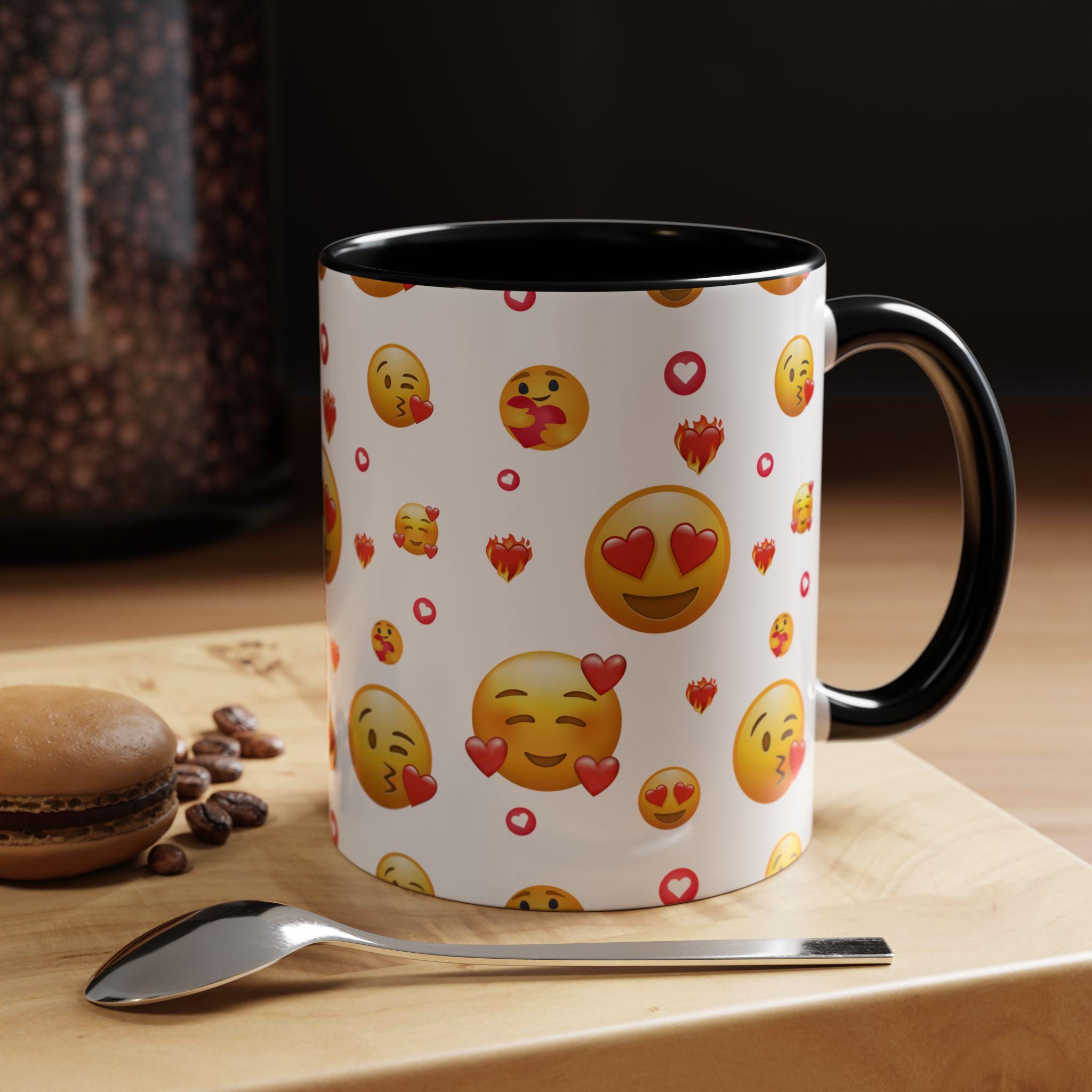 Love Emoji Valentine's Accent Coffee Mug | 11oz 15oz | Love Mug | Valentines Gift | Be Mine Mug