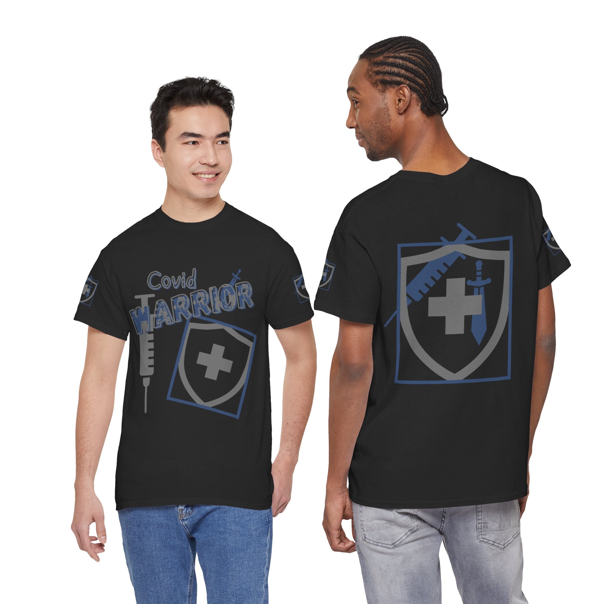 COVID Warrior Nurse & EMS T-Shirt(Blue|Grey) | Medical Staff Tribute Tee | EMS Casual Tee |