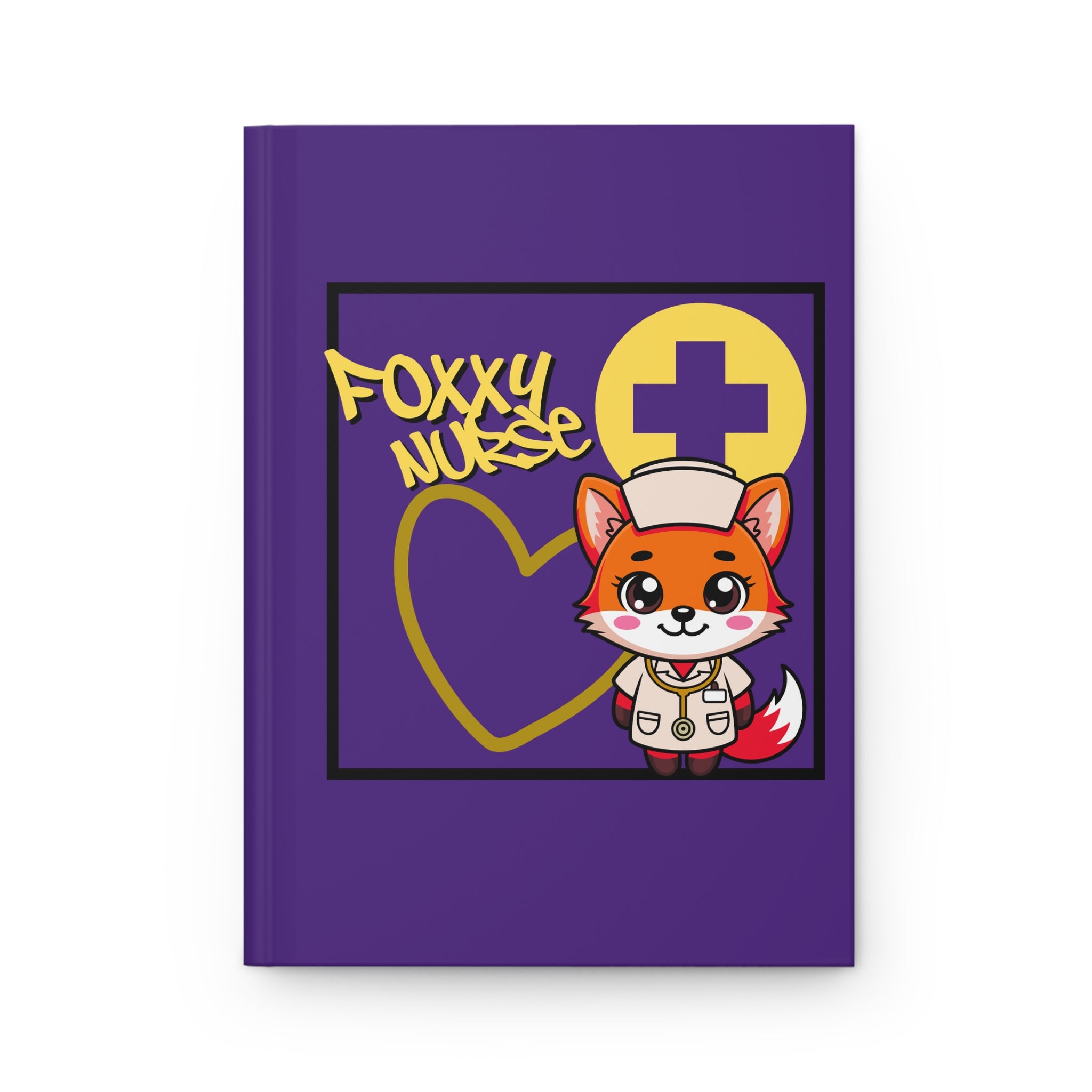 Foxxy Nurse Hardcover Journal (Yellow|Purple) | Cute Nurse Fox Medical Notebook | Cute Medical Journal |
