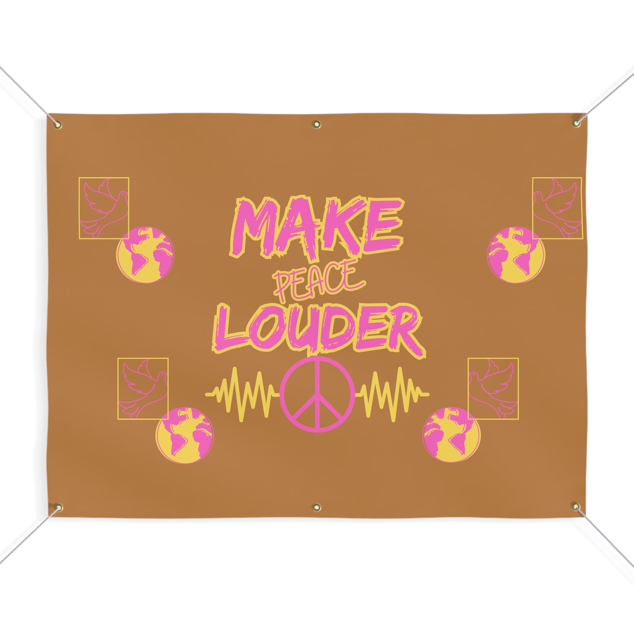 Make Peace Louder Banner(Pink|Yellow) | Outdoor Matte Protest & Peace Rally Sign | Social Justice Banner | Peaceful Activist Banner |