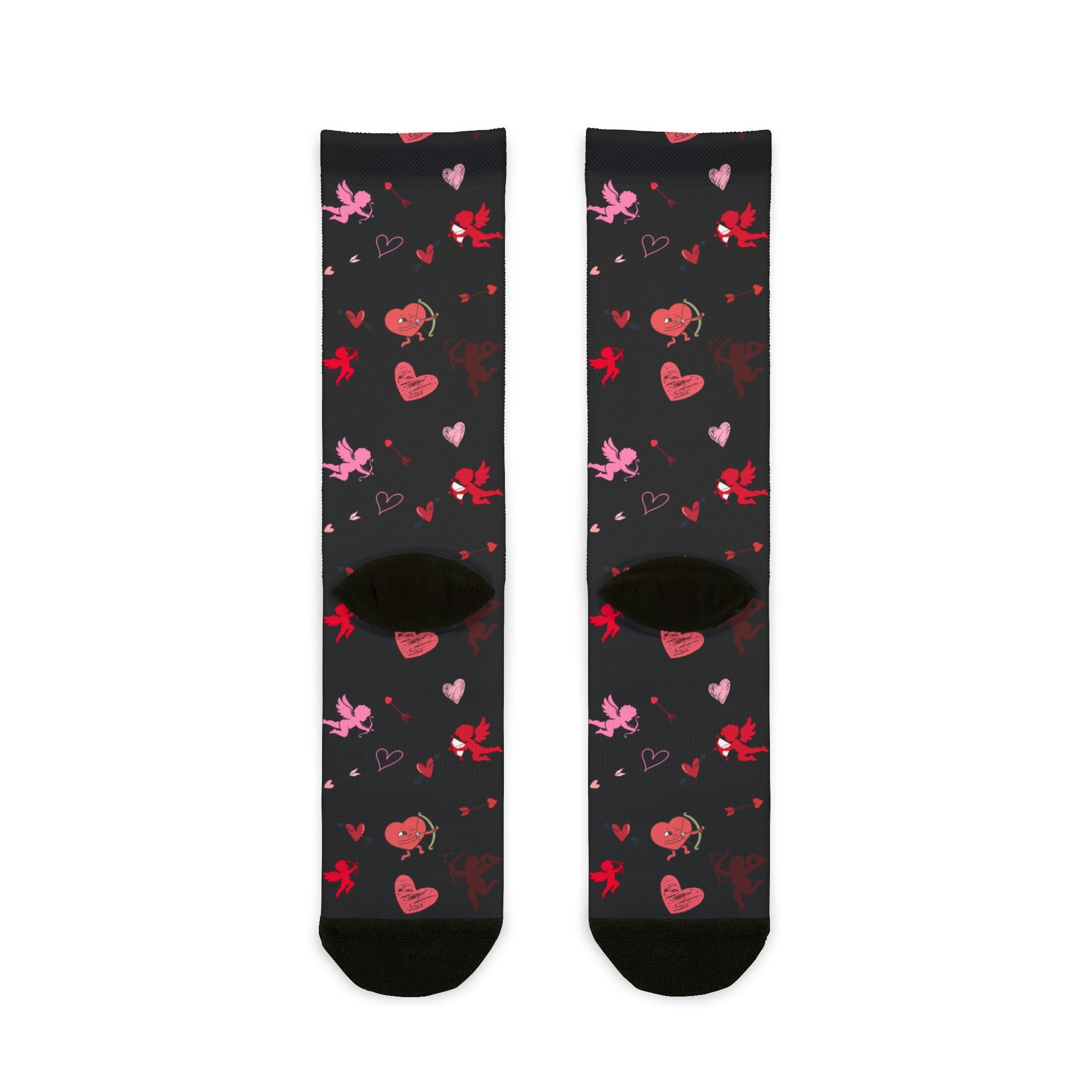 Valentines Love Is a Battlefield' Crew Socks (black)| Cupid Socks | Valentines Day Socks | Heart Socks |