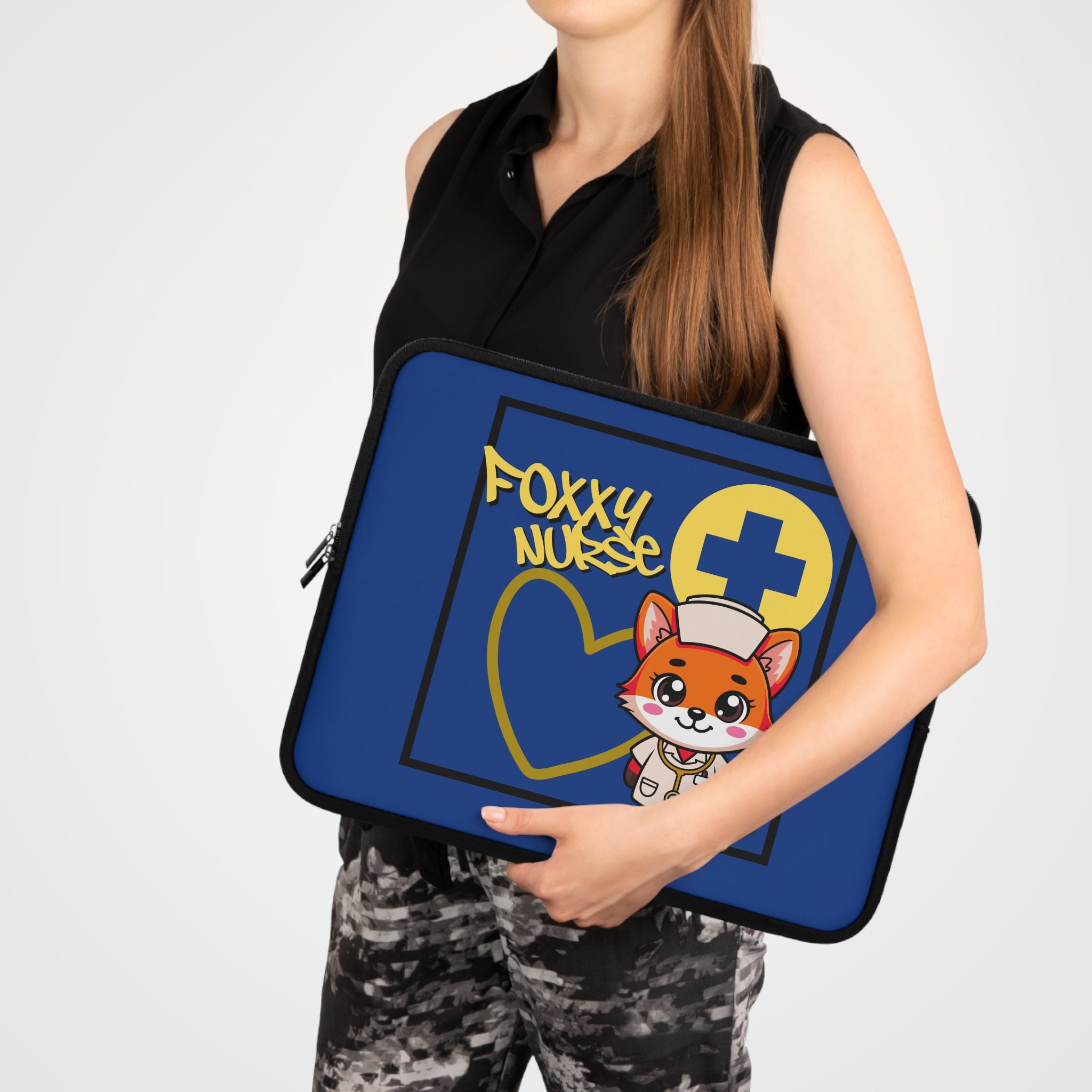 Foxxy Nurse Laptop Sleeve(Yellow|Blue|)|Laptop/Tablet Case for Nurses & Doctors| Tablet Sleeve For Medical Workers |Medical Symbol Protective Case for Nurses & EMTs