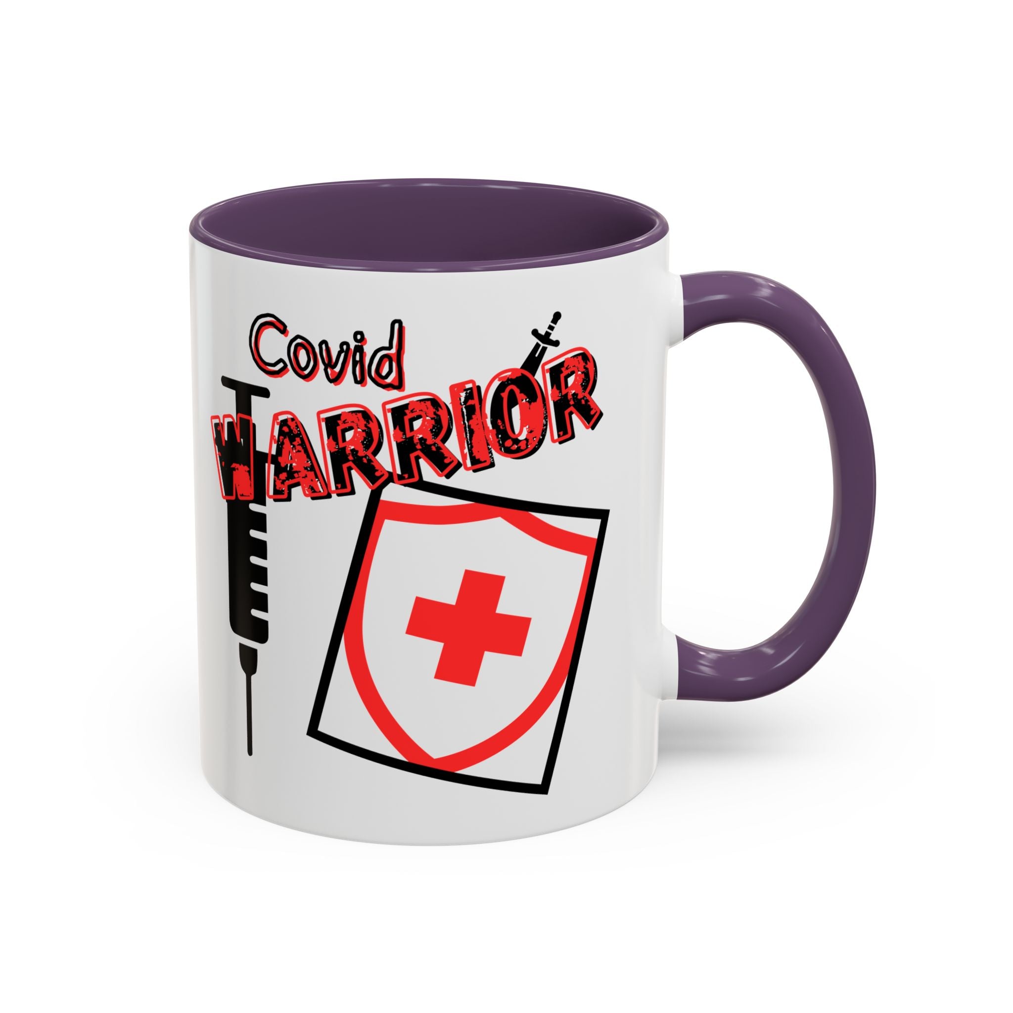 COVID Warrior Coffee Mug(Red|Black) | Vaccine Shield Accent Mug 11/15oz| Medical Staff Work Mug |