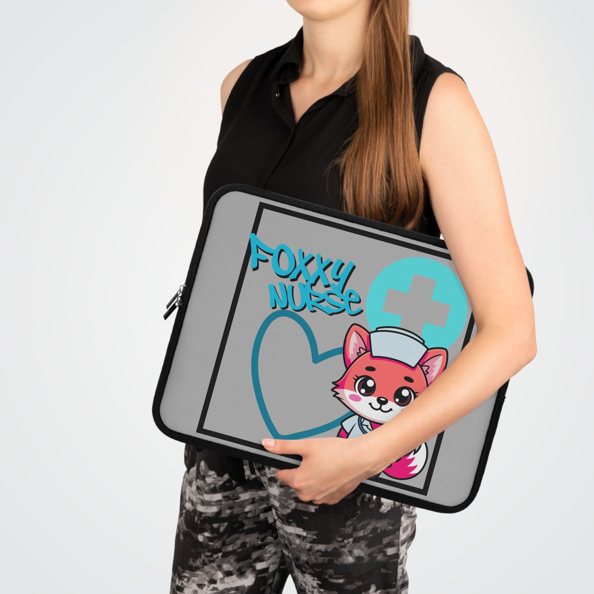 Foxxy Nurse Laptop Sleeve(Light Blue|Grey|)|Laptop/Tablet Case for Nurses & Doctors| Tablet Sleeve For Medical Workers |Medical Symbol Protective Case for Nurses & EMTs