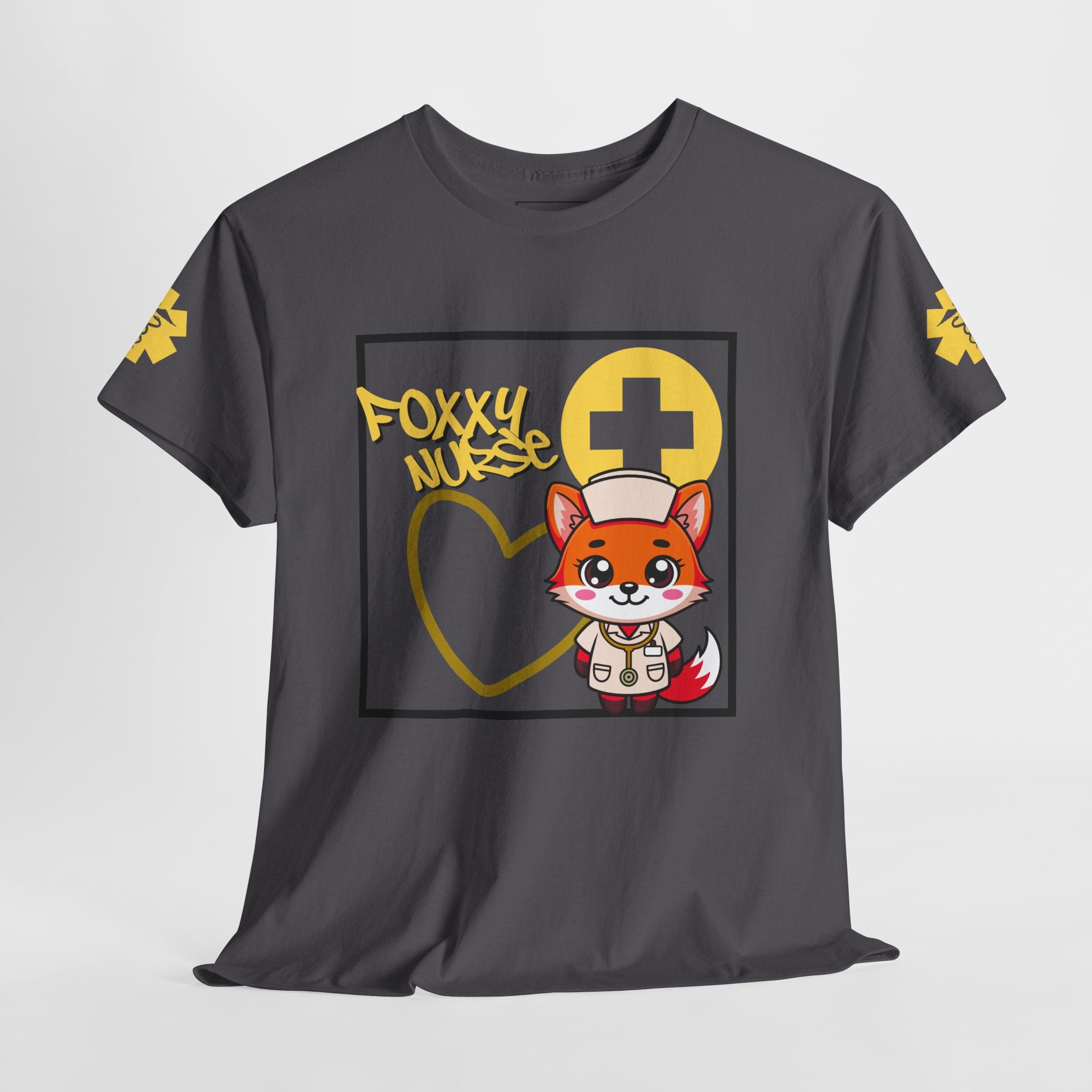 Foxxy Nurse Medical T‑Shirt(Yellow)|Cute Medical for Nurses & Healthcare Staff| Cute Nursing Tee |