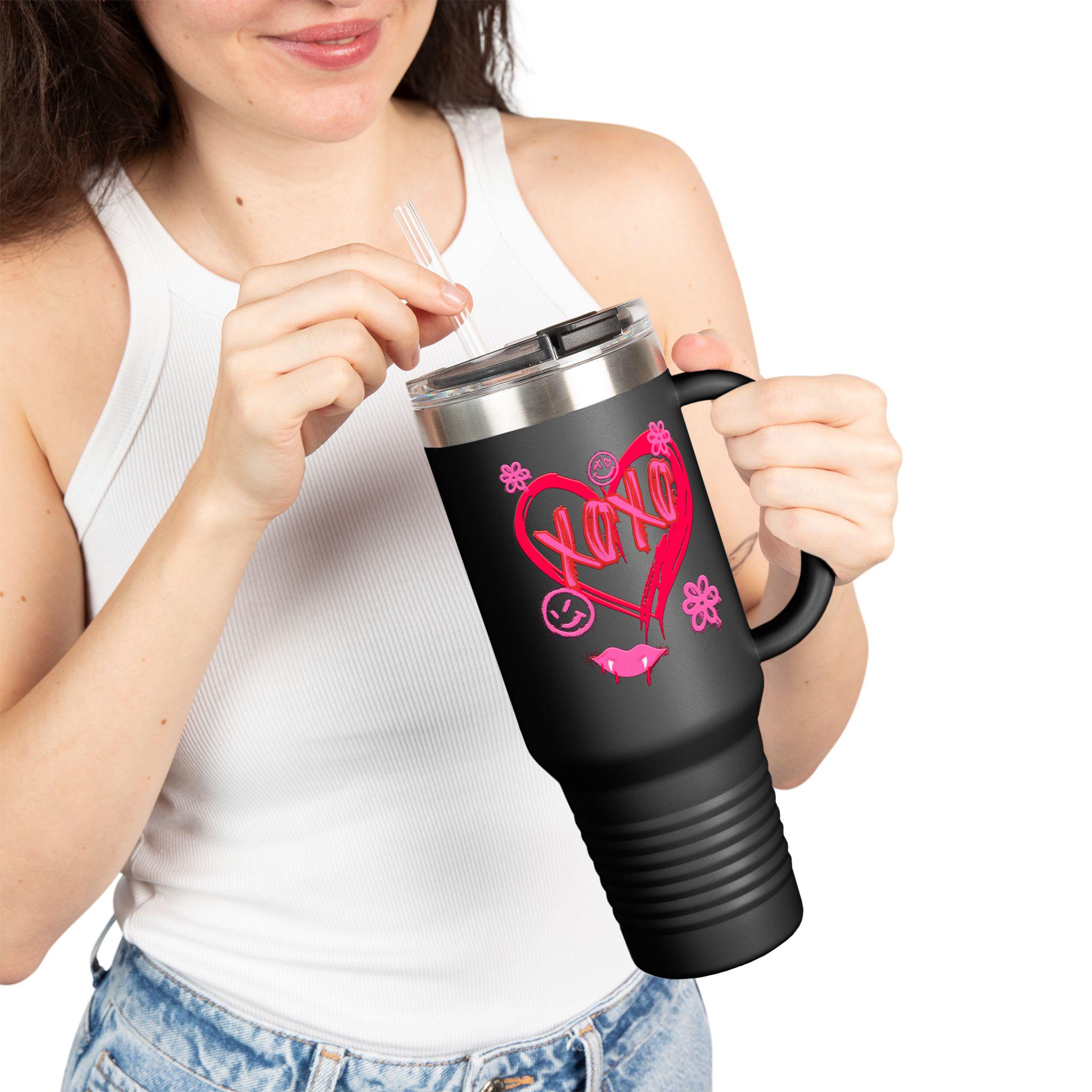 Pink Heart XOXO Valentines Day 40oz Travel Mug | Valentines Tumbler | Heart Mug |