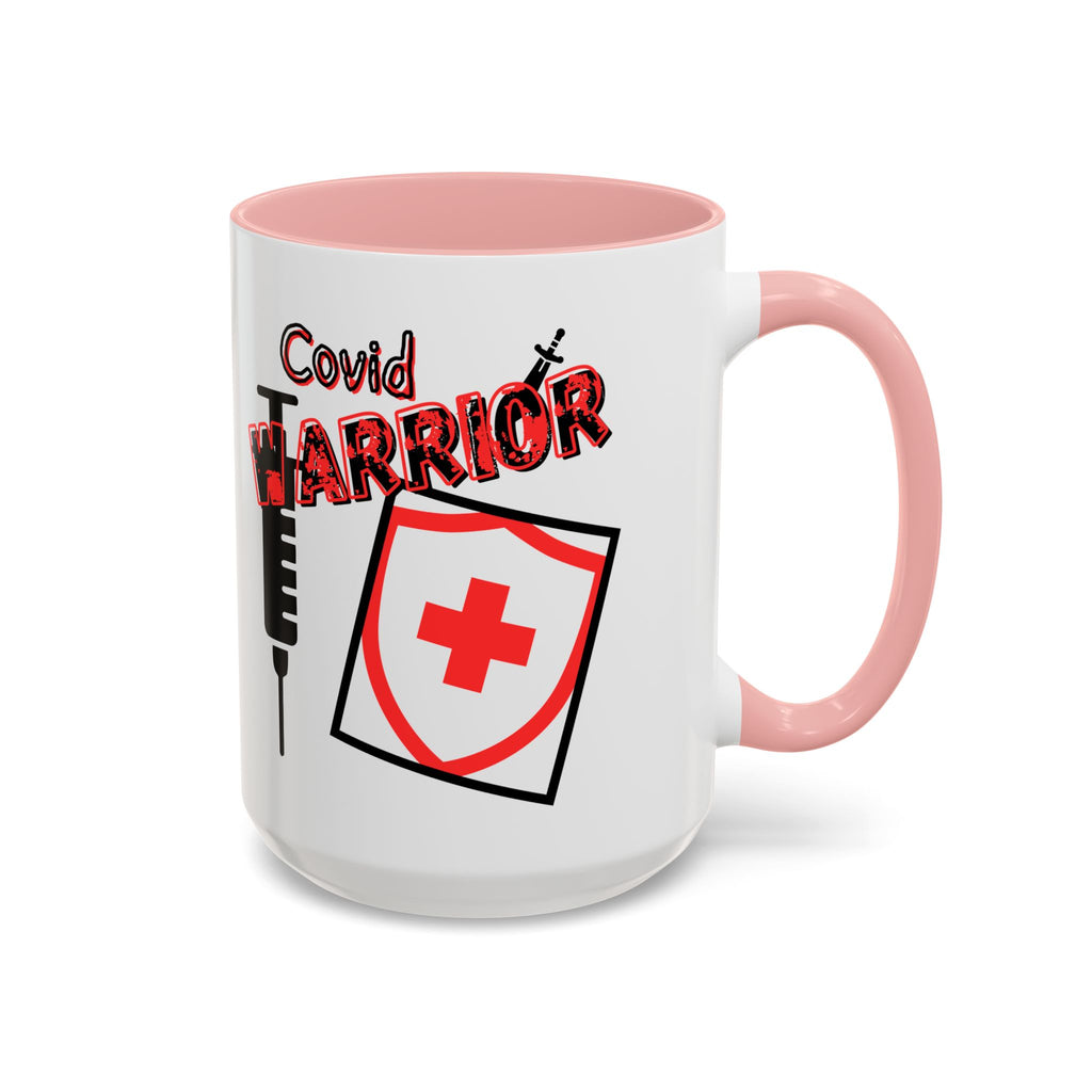 COVID Warrior Coffee Mug(Red|Black) | Vaccine Shield Accent Mug 11/15oz| Medical Staff Work Mug |