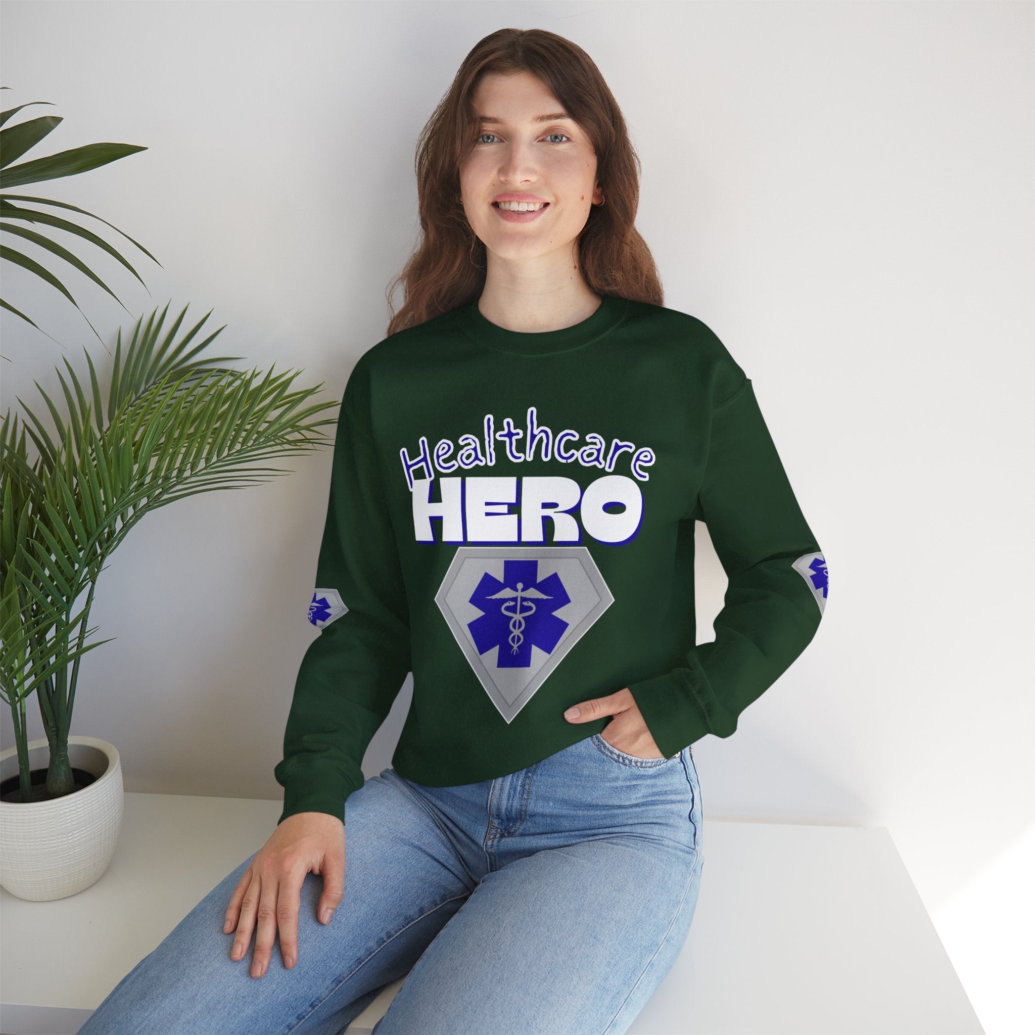 Healthcare Hero Sweatshirt(Blue)|White | Medical Staff Appreciation Crewneck | Frontline Sweatshirt | EMS Sweater |