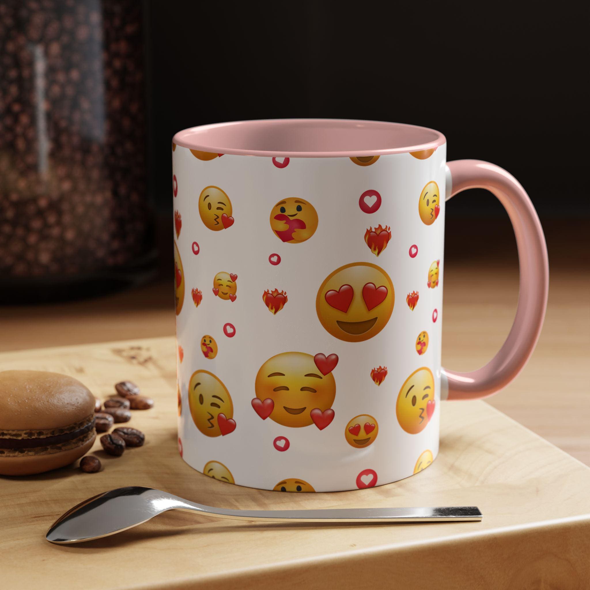 Love Emoji Valentine's Accent Coffee Mug | 11oz 15oz | Love Mug | Valentines Gift | Be Mine Mug