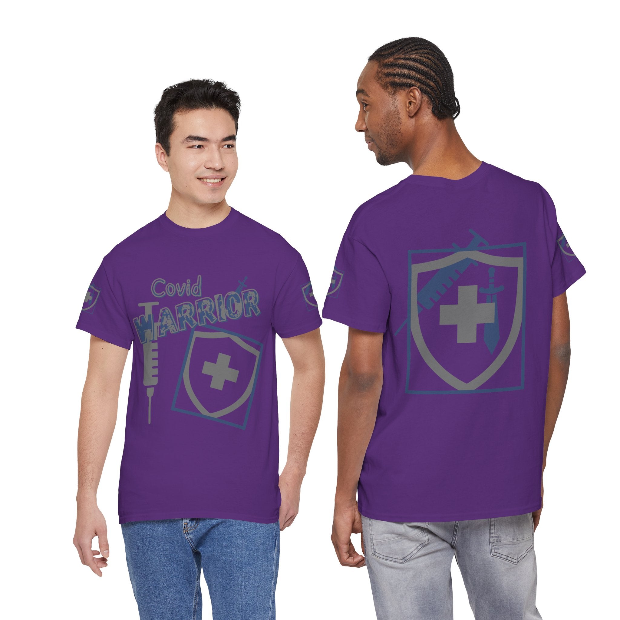 COVID Warrior Nurse & EMS T-Shirt(Blue|Grey) | Medical Staff Tribute Tee | EMS Casual Tee |