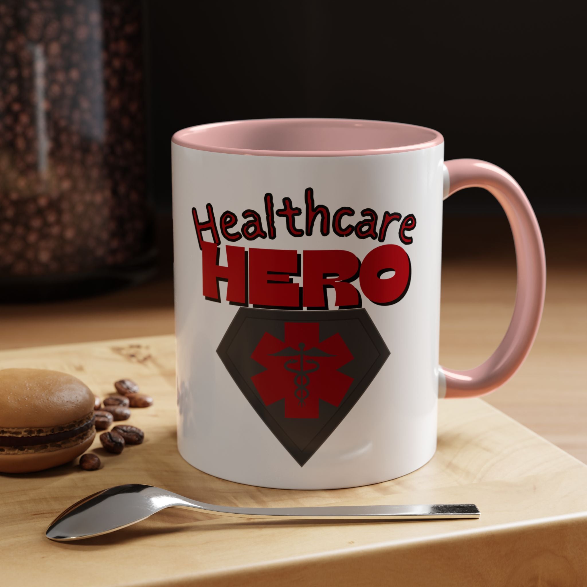 Healthcare Hero Accent Coffee Mug(Red|Black)| Work Mug For Medical Professionals| Work Mug For Healthcare Staff|