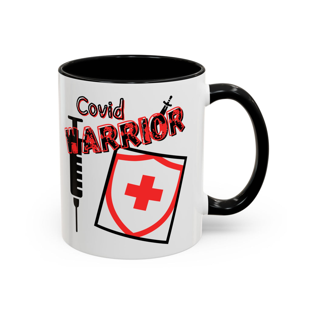 COVID Warrior Coffee Mug(Red|Black) | Vaccine Shield Accent Mug 11/15oz| Medical Staff Work Mug |