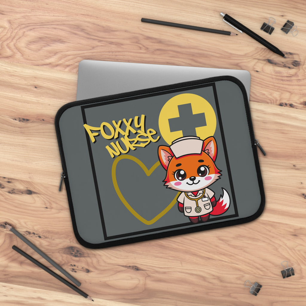 Foxxy Nurse Laptop Sleeve(Yellow|Grey|)|Laptop/Tablet Case for Nurses & Doctors| Tablet Sleeve For Medical Workers |Medical Symbol Protective Case for Nurses & EMTs