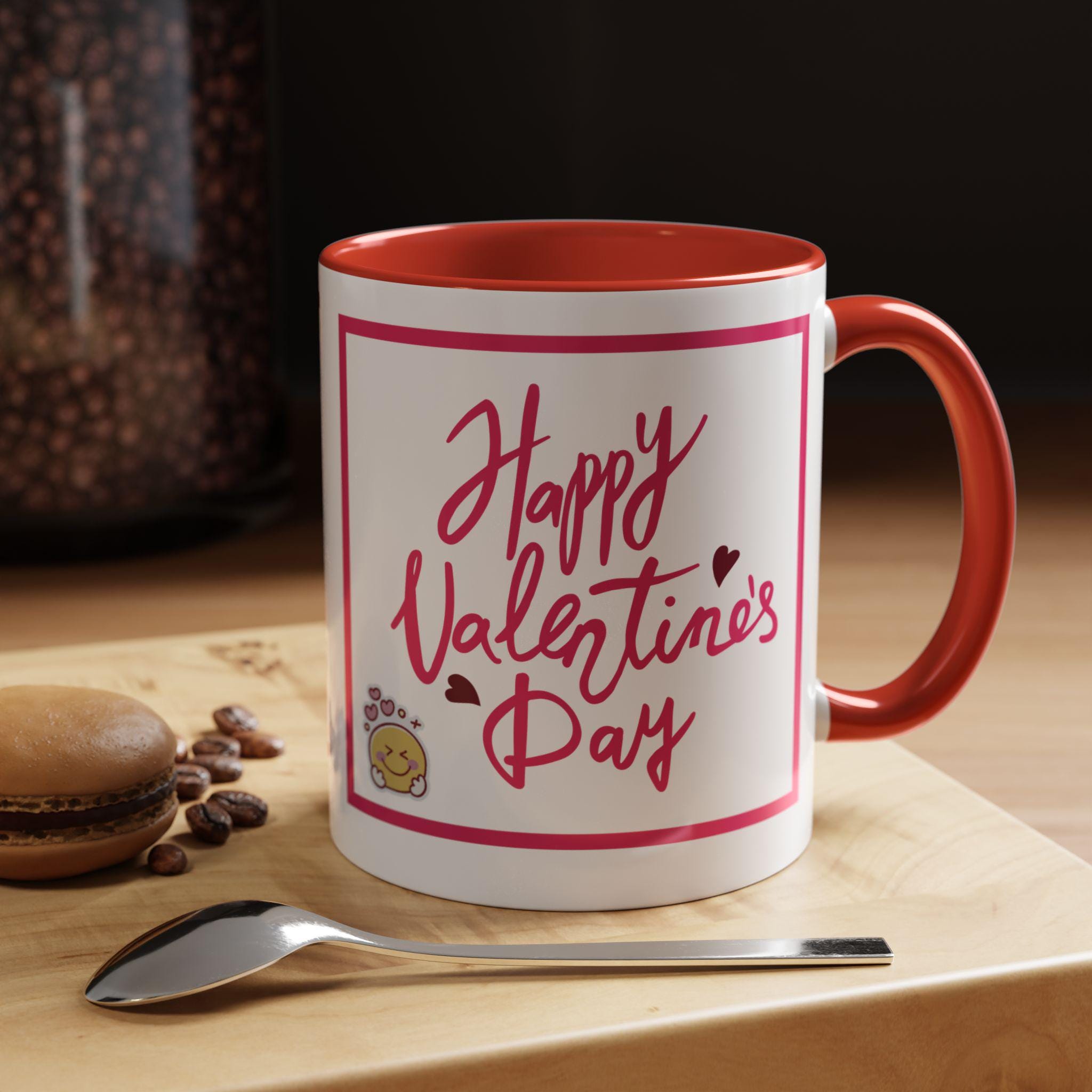 Happy Valentines Day Accent Coffee Mug | Happy Face Mug  | Happy Vibes Mug