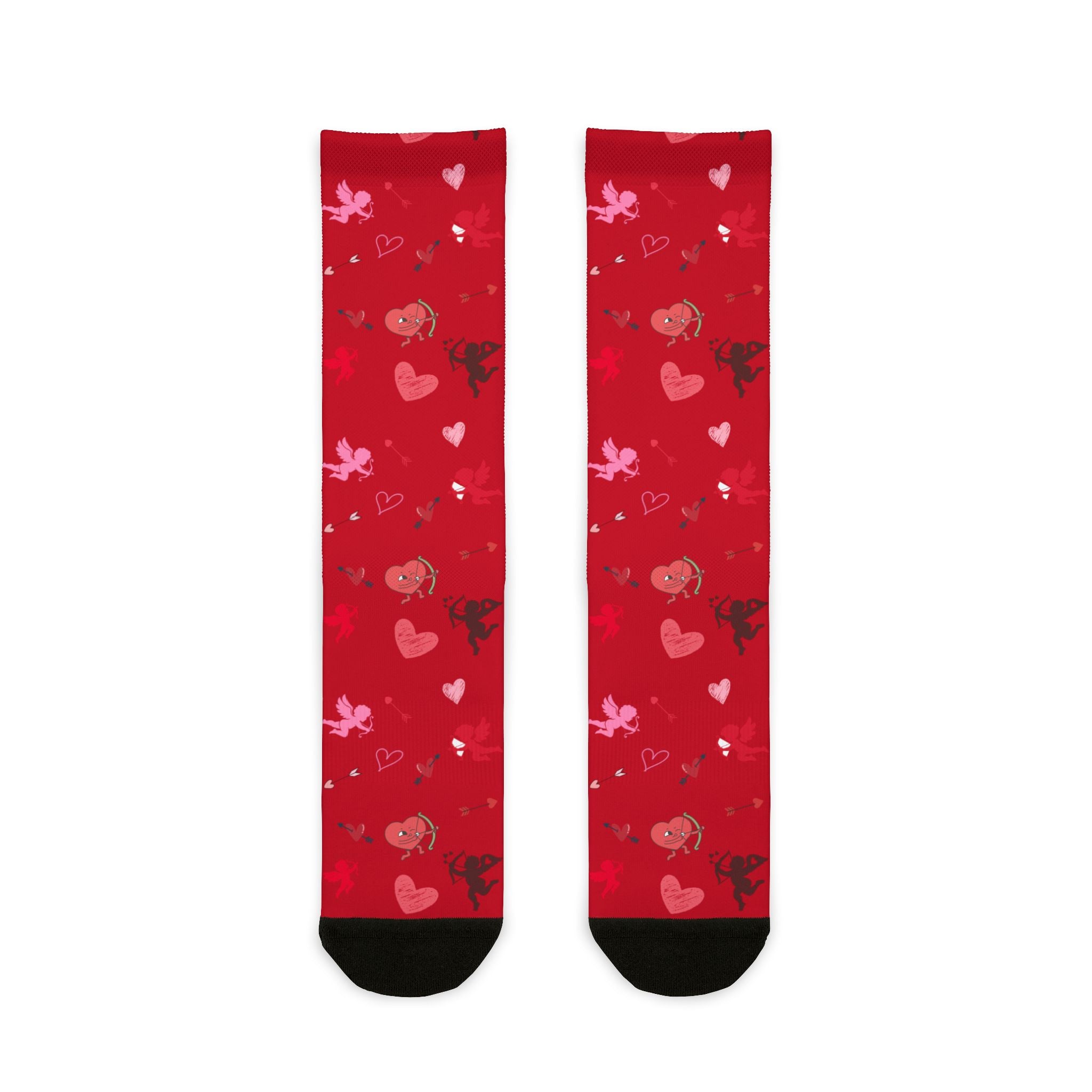 Valentines Love Is a Battlefield' Crew Socks (red)| Cupid Socks | Valentines Day Socks | Heart Socks |