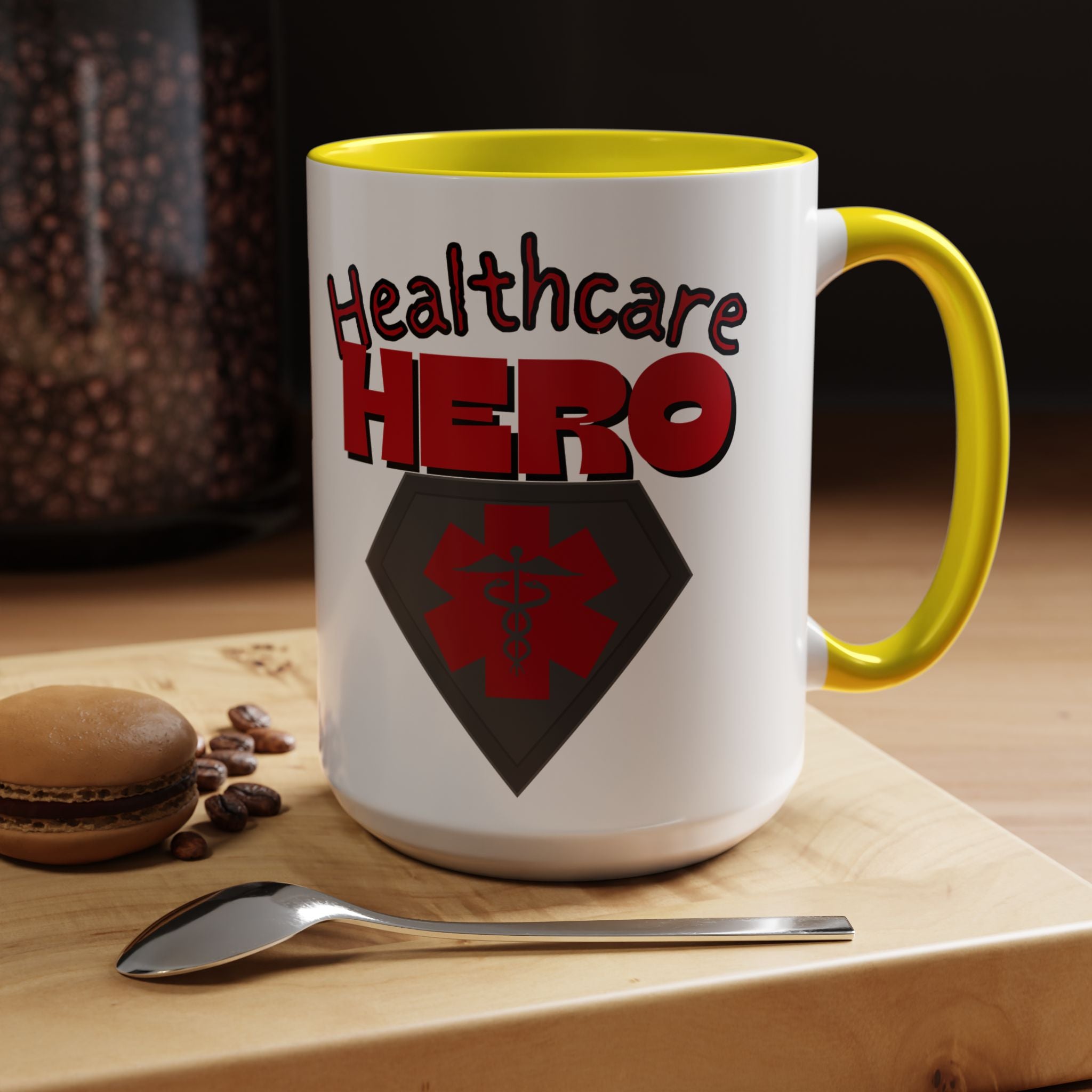 Healthcare Hero Accent Coffee Mug(Red|Black)| Work Mug For Medical Professionals| Work Mug For Healthcare Staff|