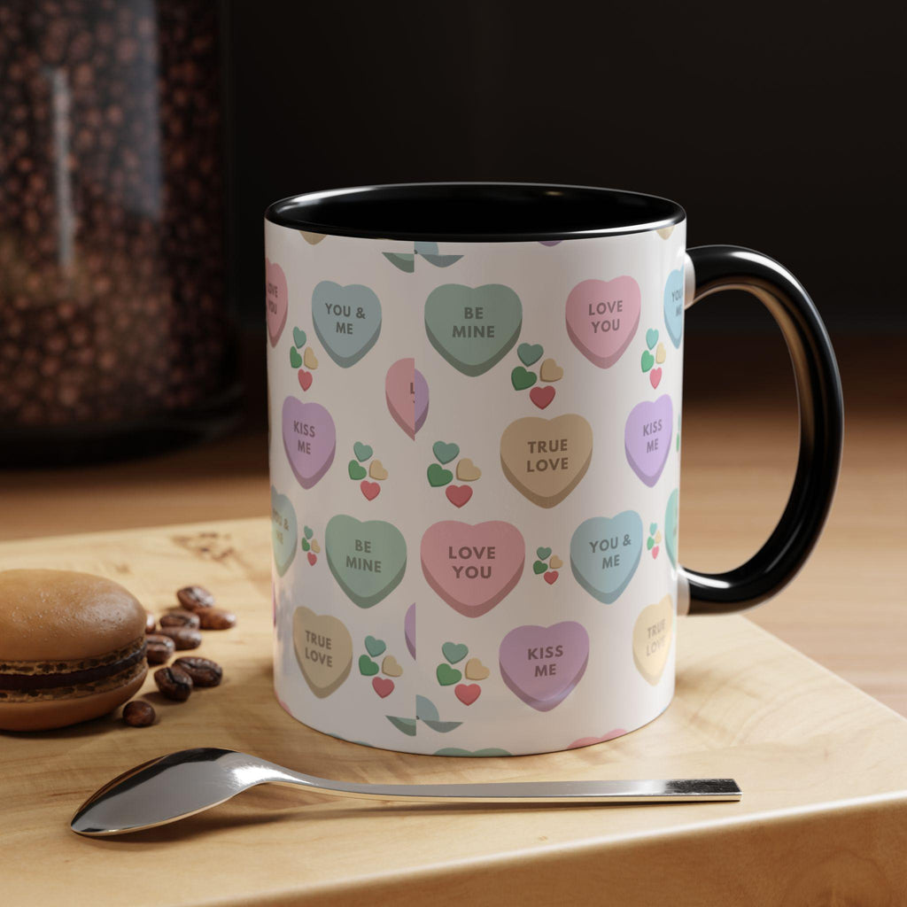 Heart Candy Valentine Accent Coffee Mug | 11oz 15oz | Valentine Mug | Valentine Gift
