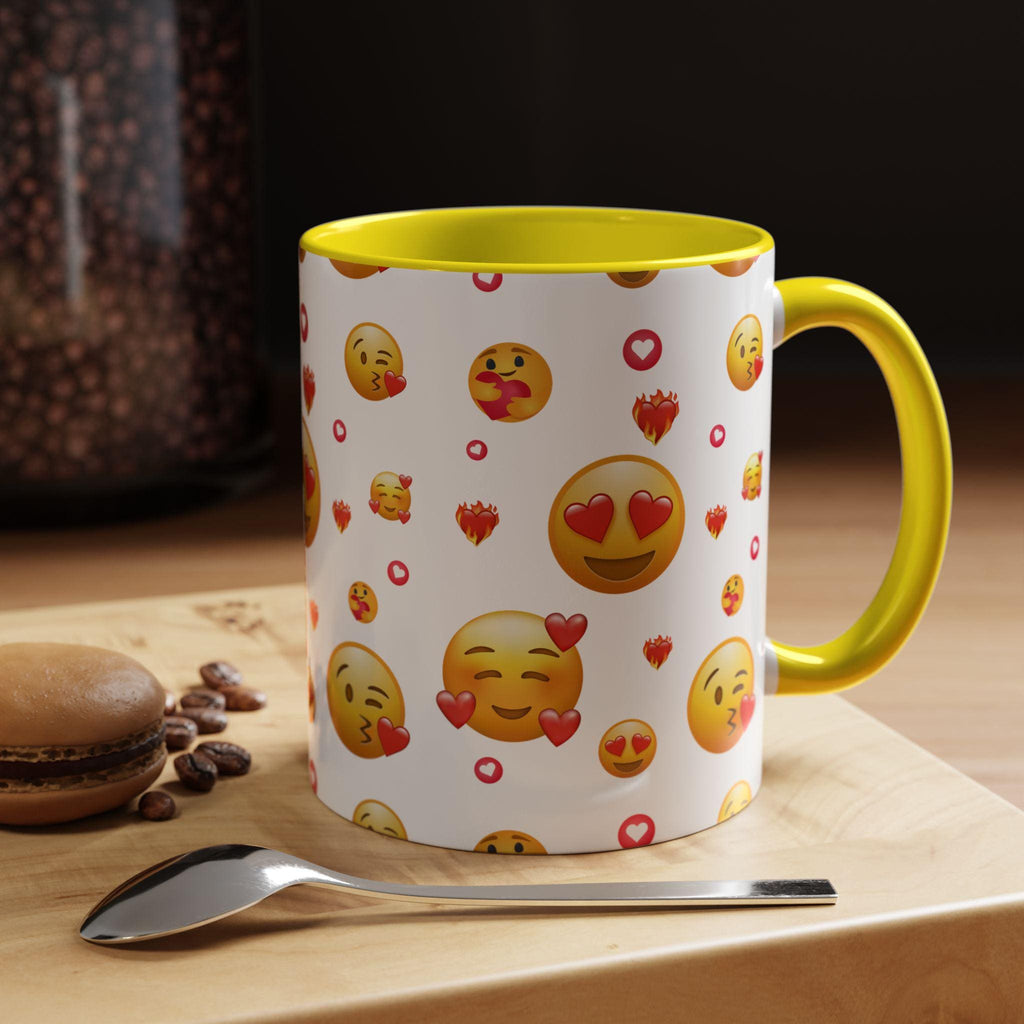 Love Emoji Valentine's Accent Coffee Mug | 11oz 15oz | Love Mug | Valentines Gift | Be Mine Mug