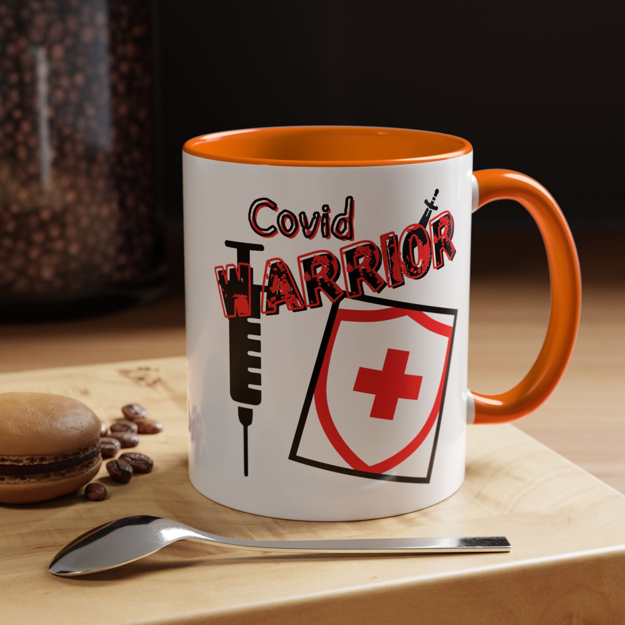 COVID Warrior Coffee Mug(Red|Black) | Vaccine Shield Accent Mug 11/15oz| Medical Staff Work Mug |
