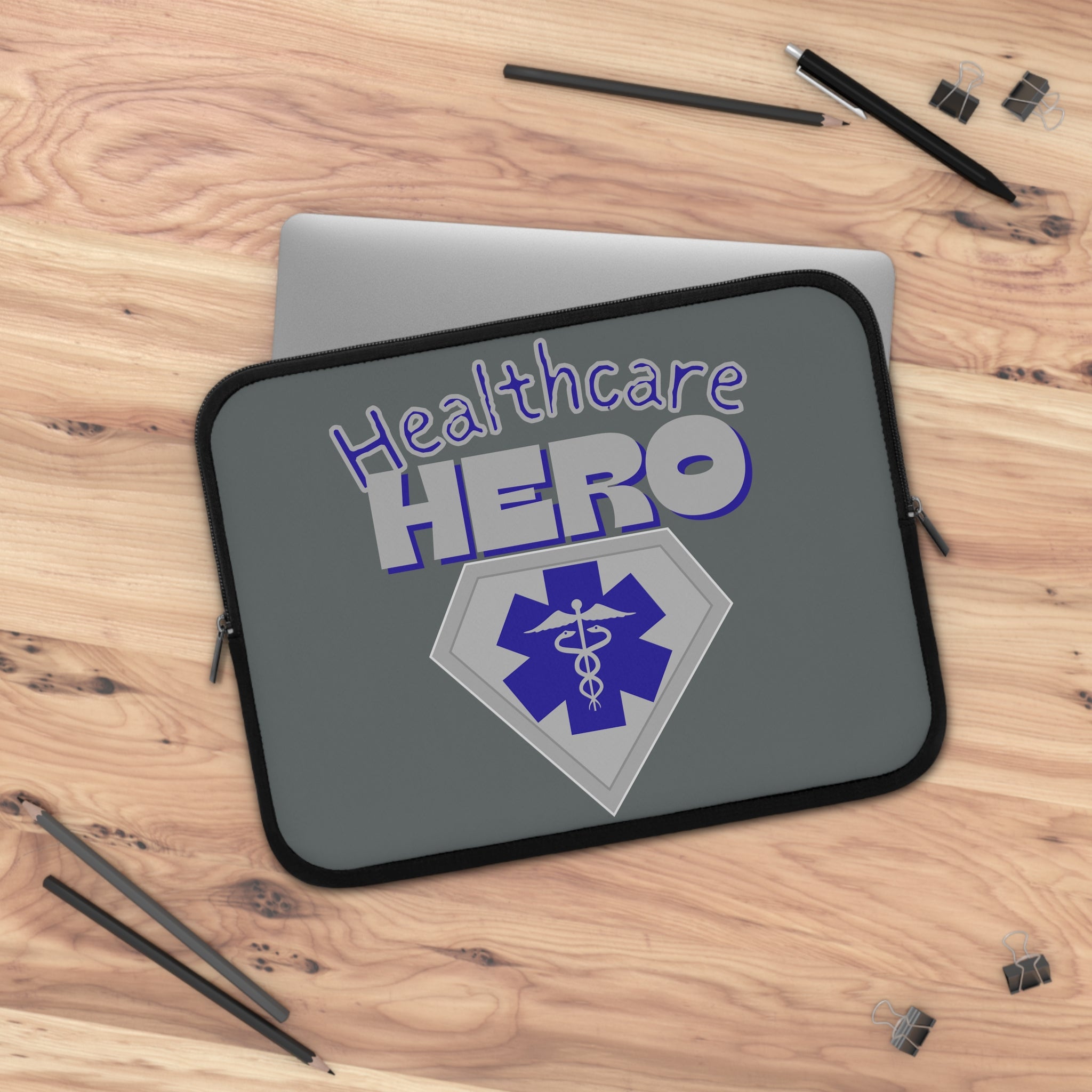 Healthcare Hero Laptop Sleeve(Blue|Grey)|Laptop/Tablet Case for Nurses & Doctors| Tablet Sleeve For Medical Workers |