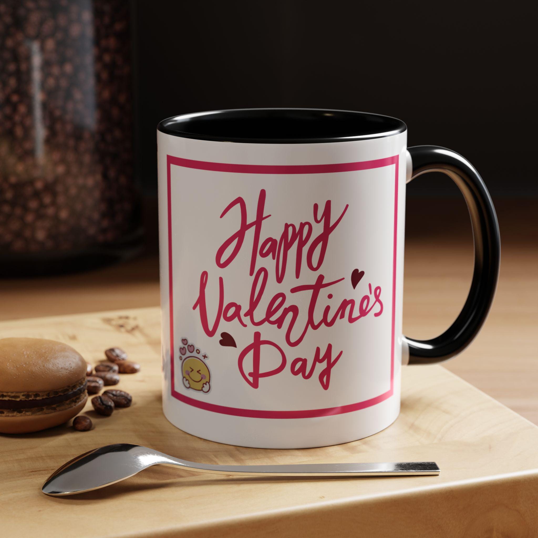 Happy Valentines Day Accent Coffee Mug | Happy Face Mug  | Happy Vibes Mug