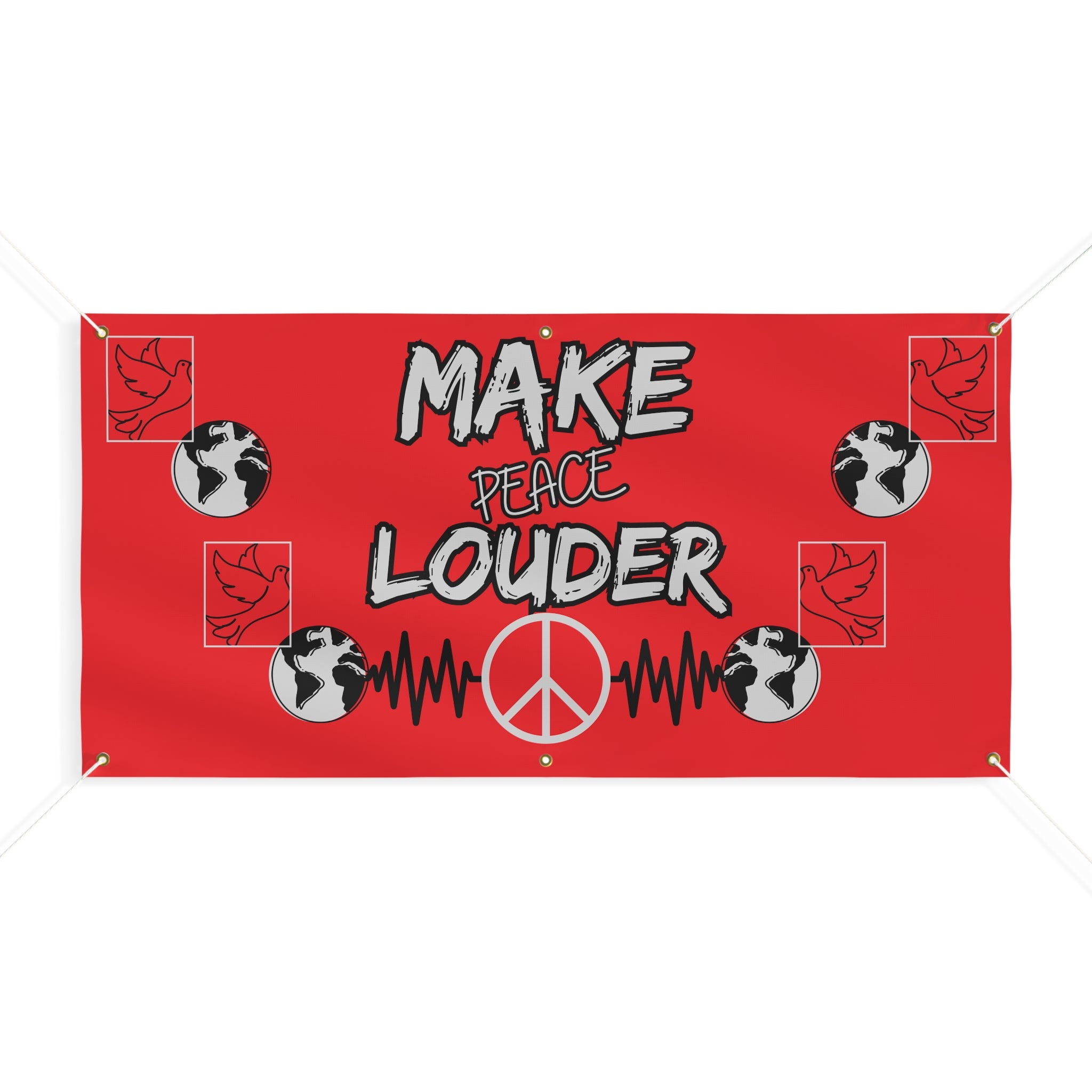 Make Peace Louder Banner(Grey|Black) | Peace Sign Protest Banner Rallies & Events | Activist Banner |