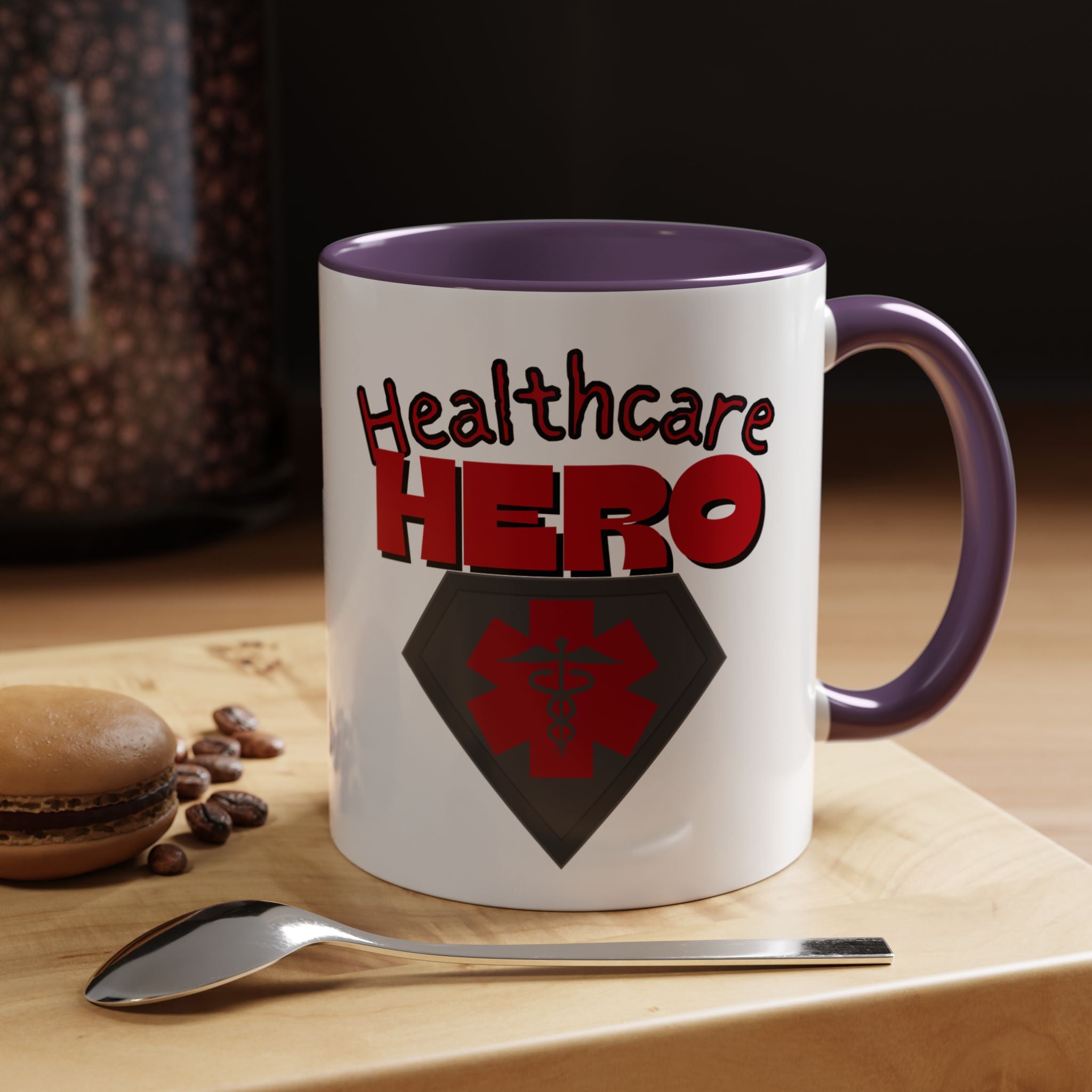 Healthcare Hero Accent Coffee Mug(Red|Black)| Work Mug For Medical Professionals| Work Mug For Healthcare Staff|