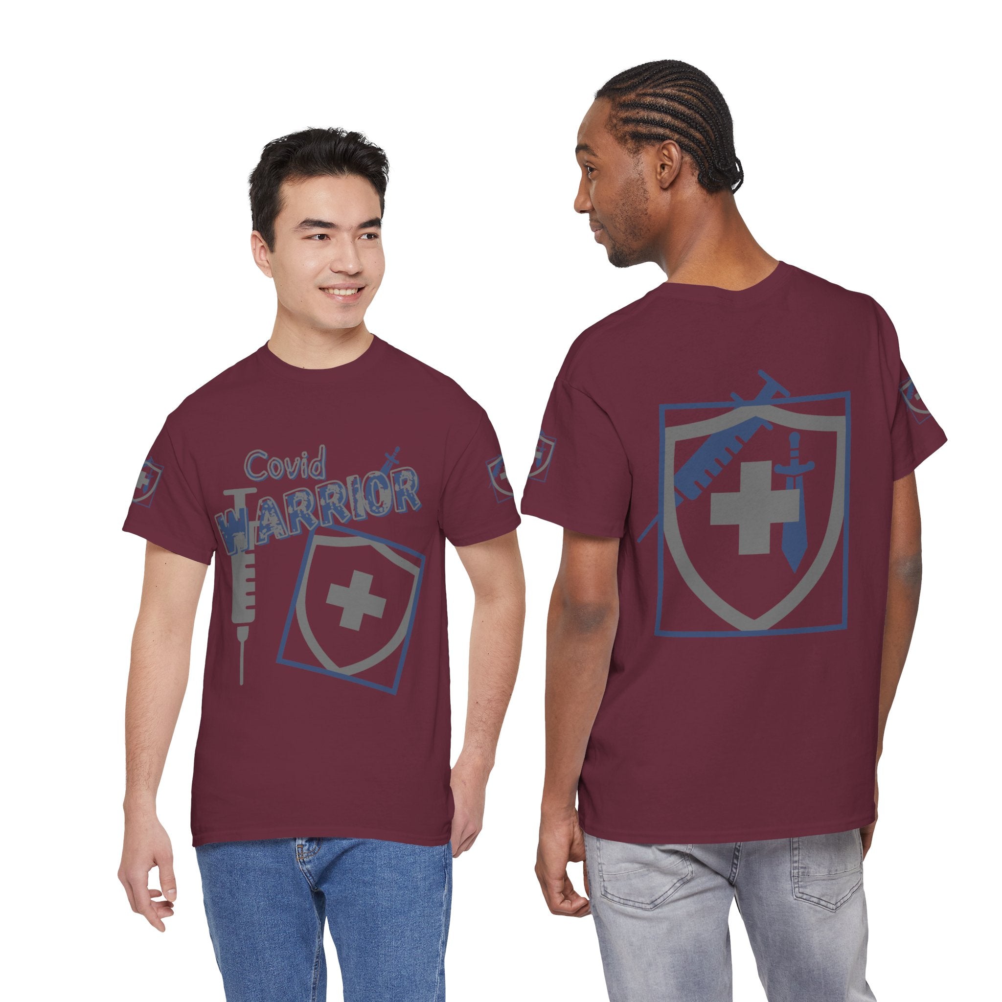COVID Warrior Nurse & EMS T-Shirt(Blue|Grey) | Medical Staff Tribute Tee | EMS Casual Tee |
