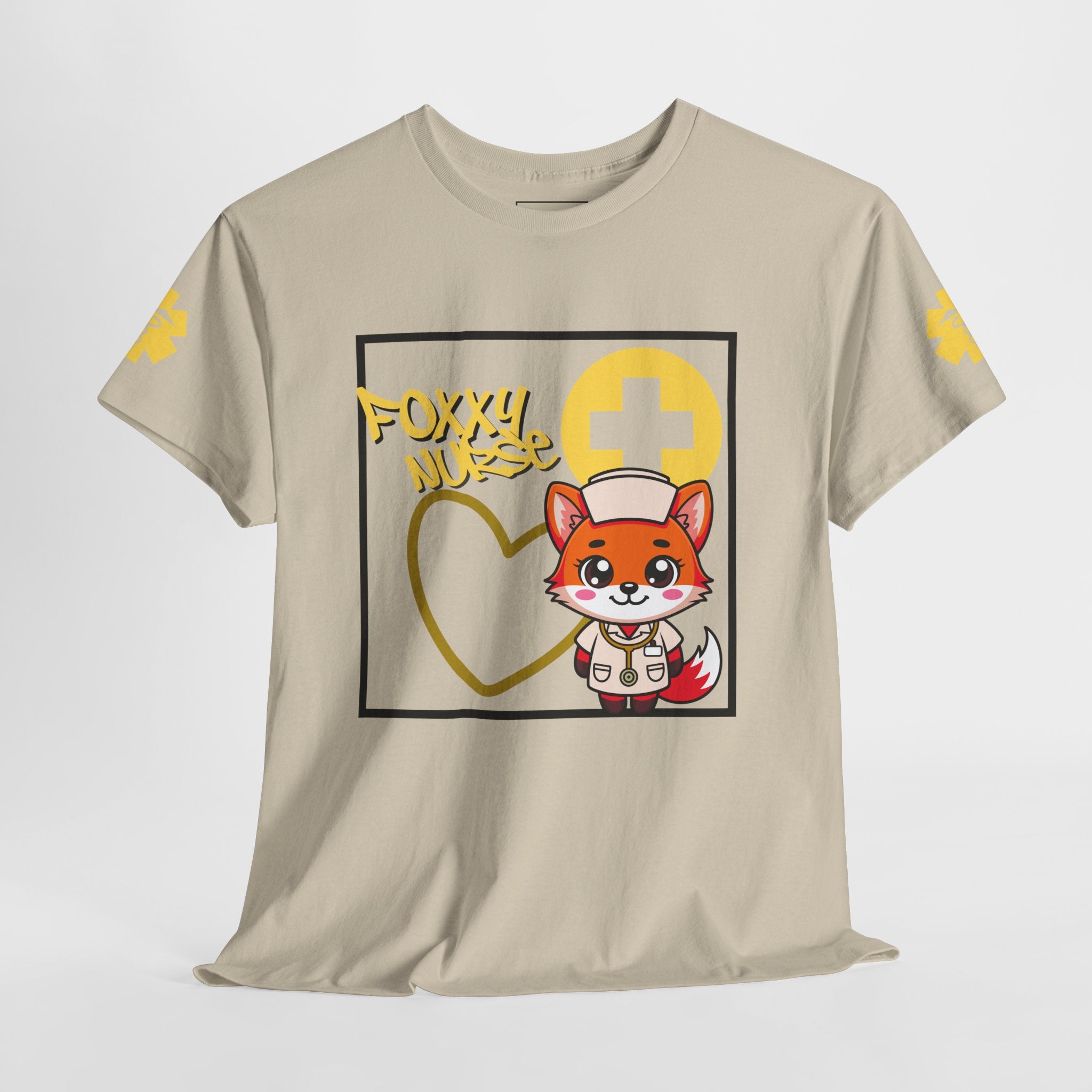 Foxxy Nurse Medical T‑Shirt(Yellow)|Cute Medical for Nurses & Healthcare Staff| Cute Nursing Tee |