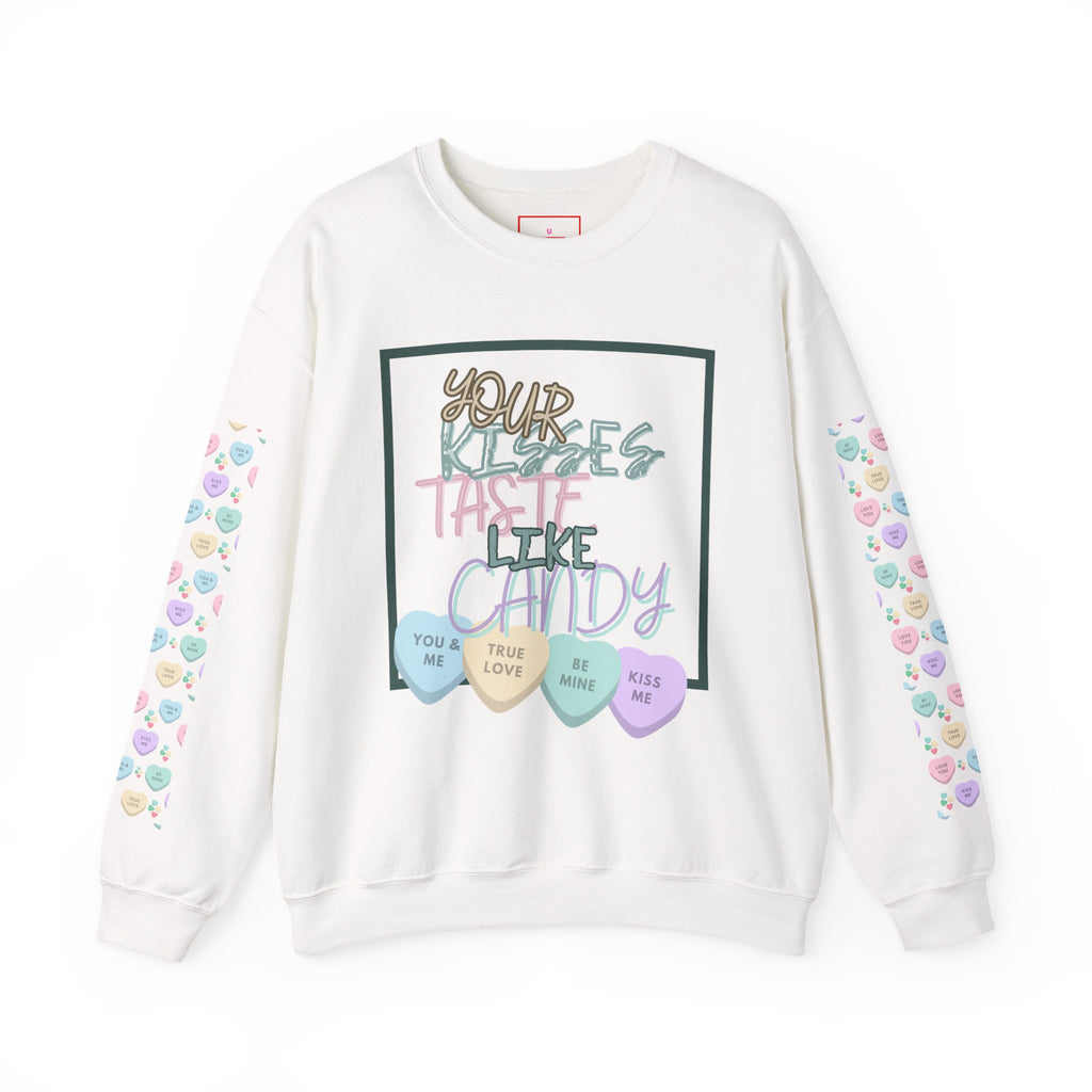 Candy Kisses Valentines Day Crewneck Sweatshirt | Heart Sweater | Candy Sweater |
