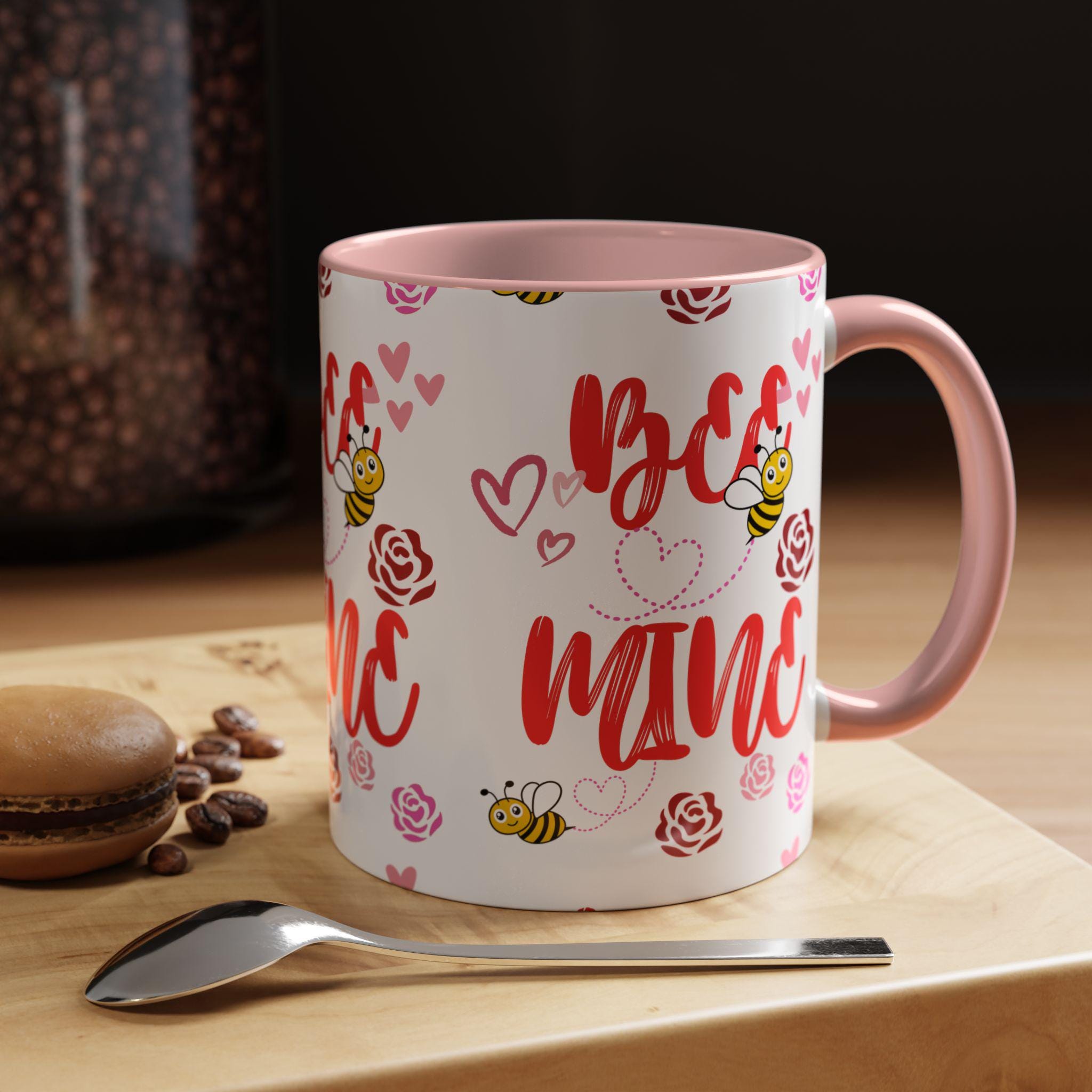 Bee Mine Mug | Valentine Bee Heart Roses Coffee Cup