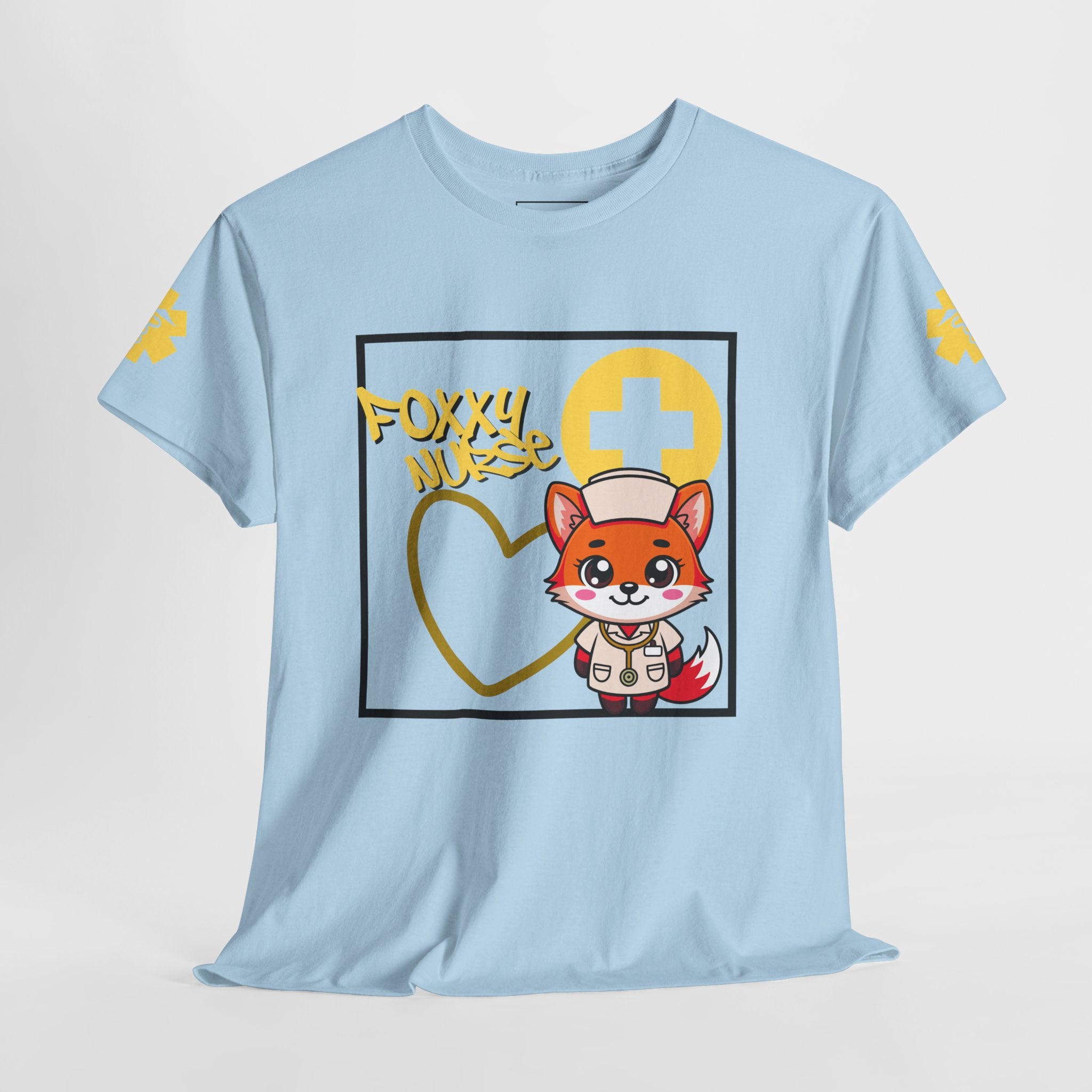 Foxxy Nurse Medical T‑Shirt(Yellow)|Cute Medical for Nurses & Healthcare Staff| Cute Nursing Tee |