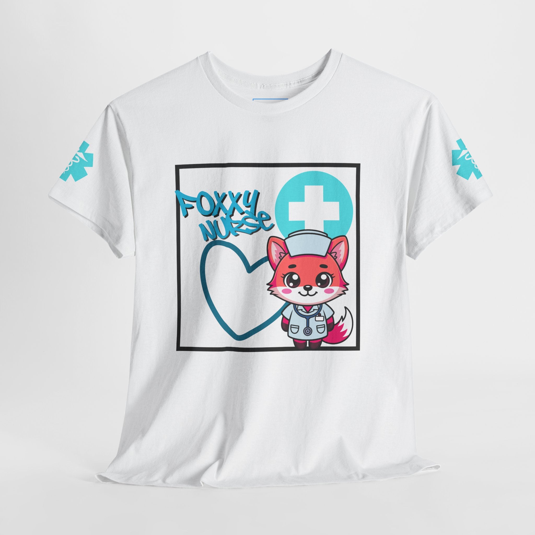 Foxxy Nurse Medical T‑Shirt(Light Blue)|Cute Medical for Nurses & Healthcare Staff| Cute Nursing Tee |