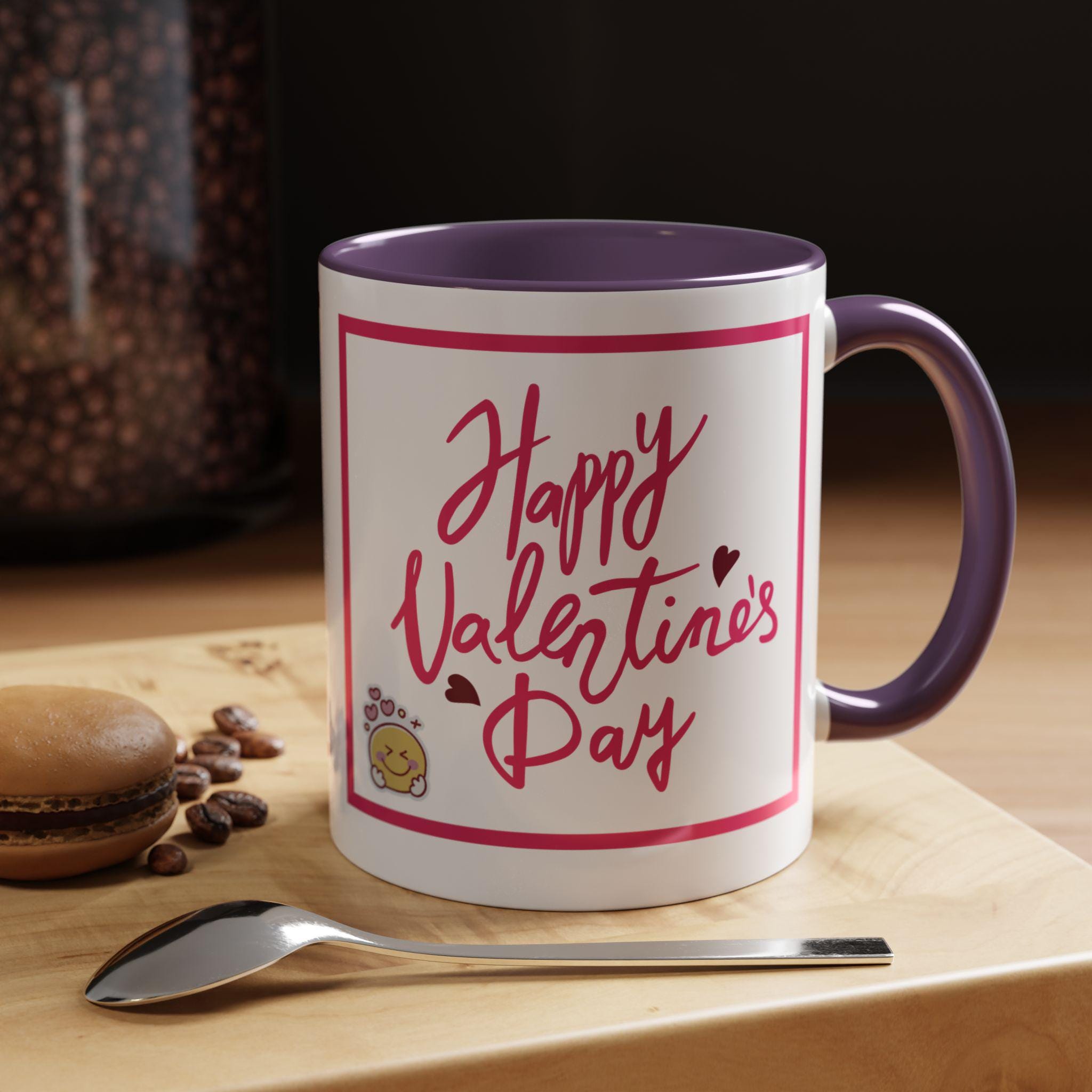 Happy Valentines Day Accent Coffee Mug | Happy Face Mug  | Happy Vibes Mug