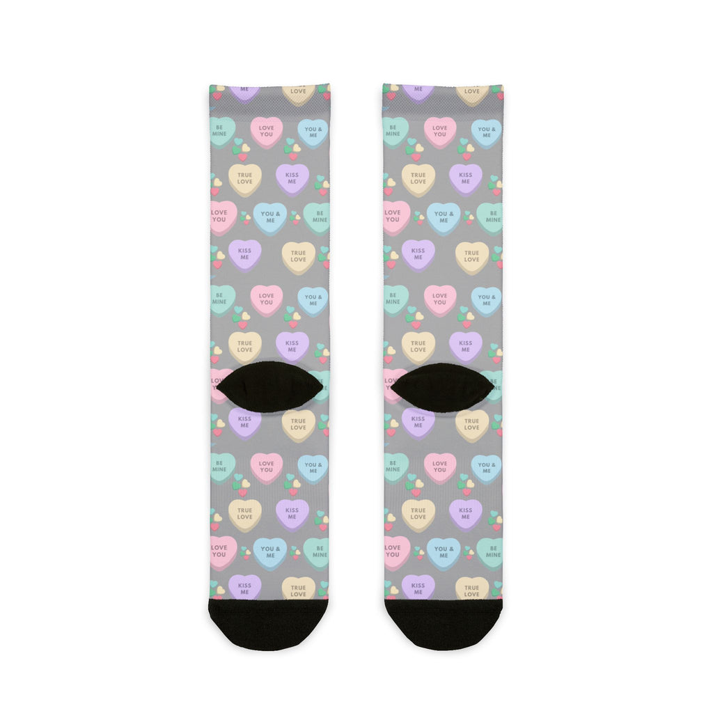 Candy Kisses Valentines Day Crew Socks | Heart Socks | Candy Socks |