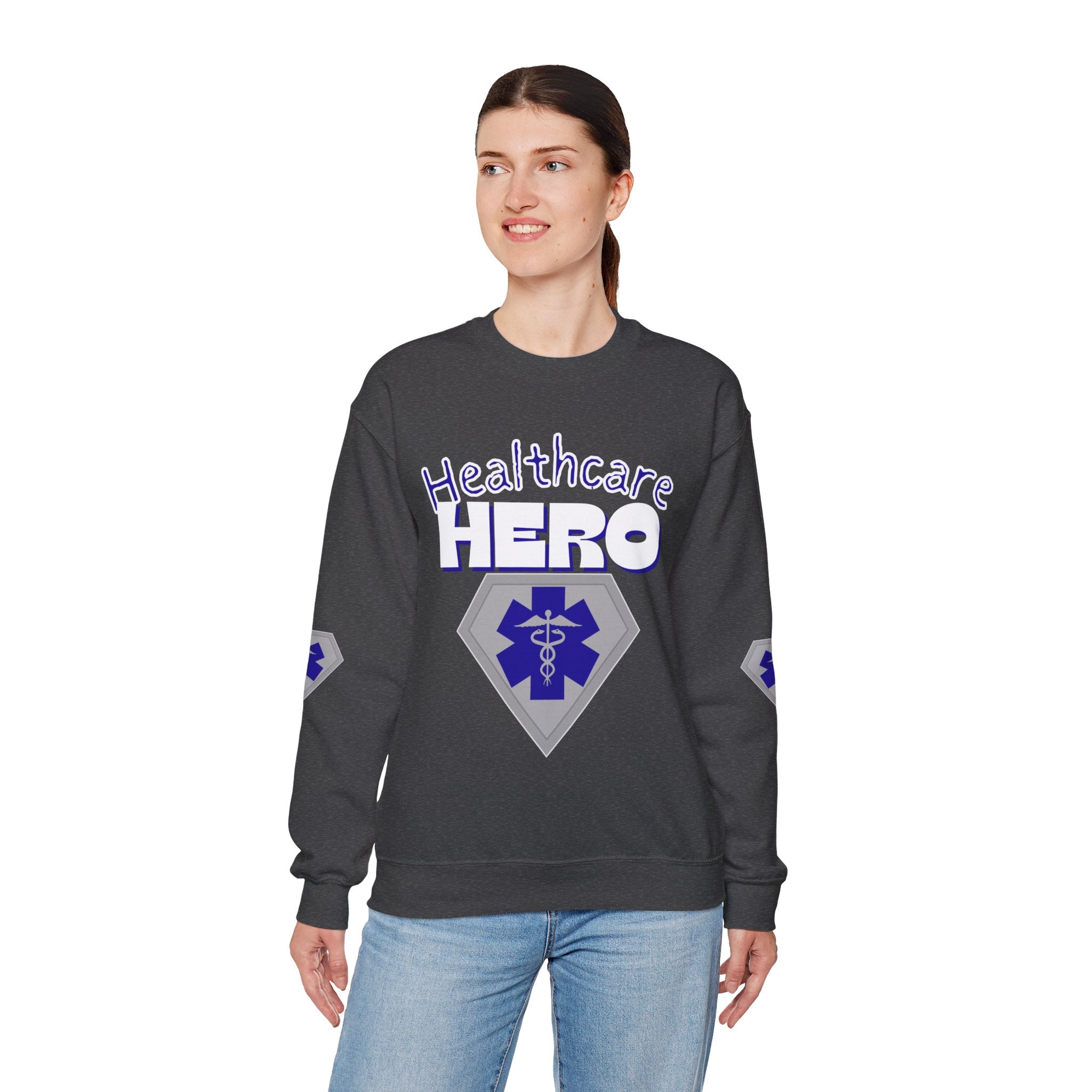 Healthcare Hero Sweatshirt(Blue)|White | Medical Staff Appreciation Crewneck | Frontline Sweatshirt | EMS Sweater |