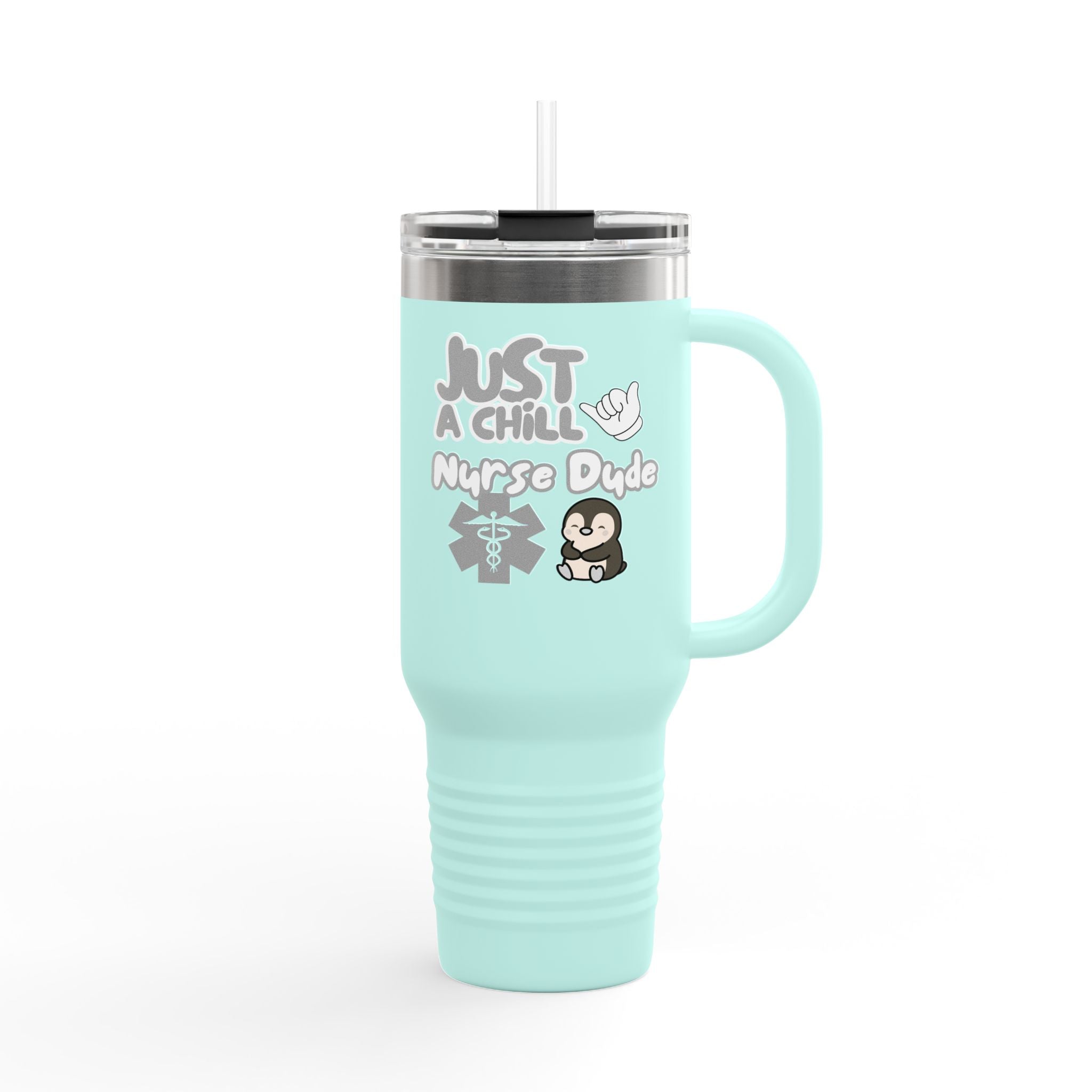 Chill Nurse Dude 40oz Insulated Medical Travel Mug(Grey|White) Travel Mug For Medical Professionals| Healthcare Travel Cup For Men|