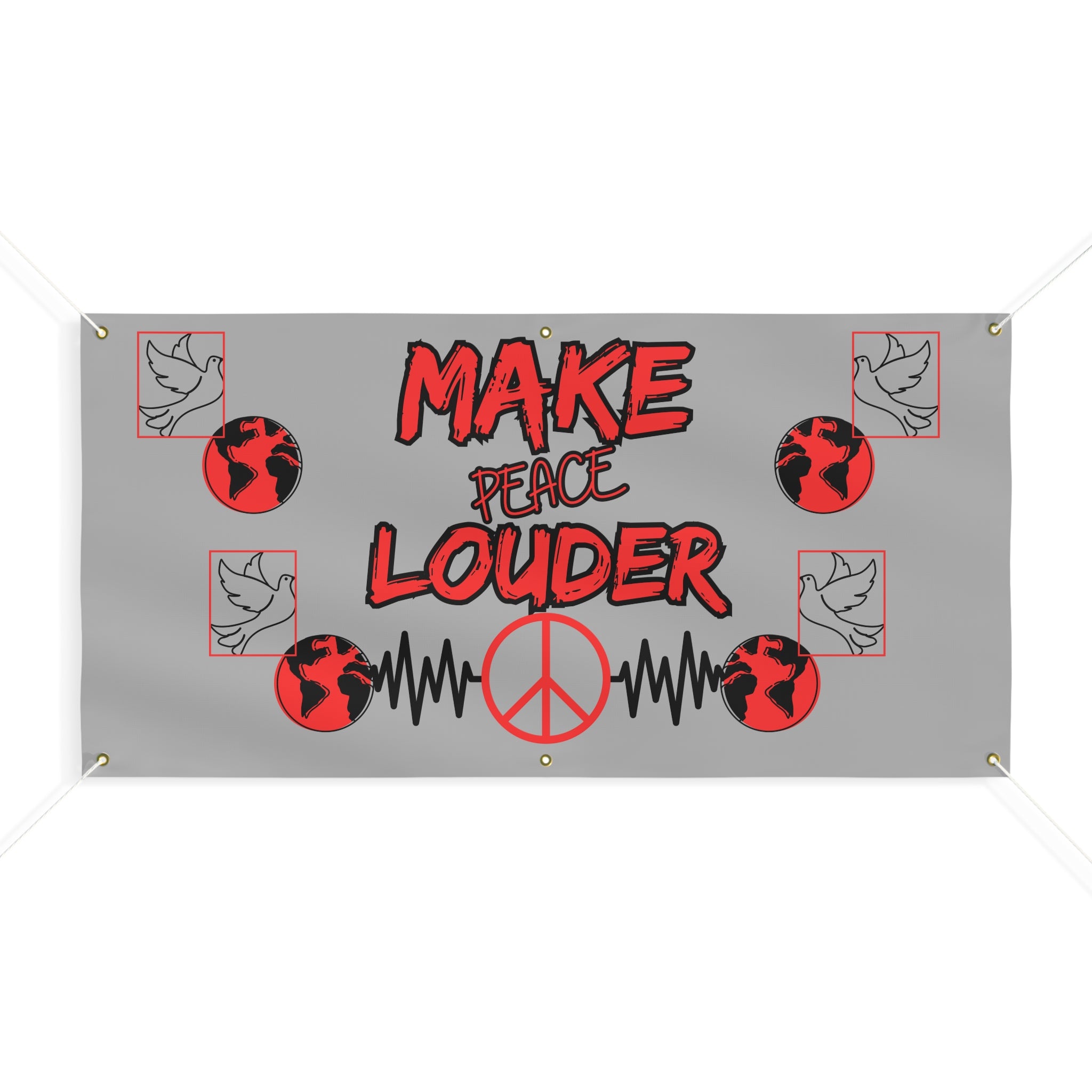 Make Peace Louder Vinyl Banner(Red|Black)| Protest & Rally Peace Sign Banner | Peace Activist Sign | Social Justice Banner |
