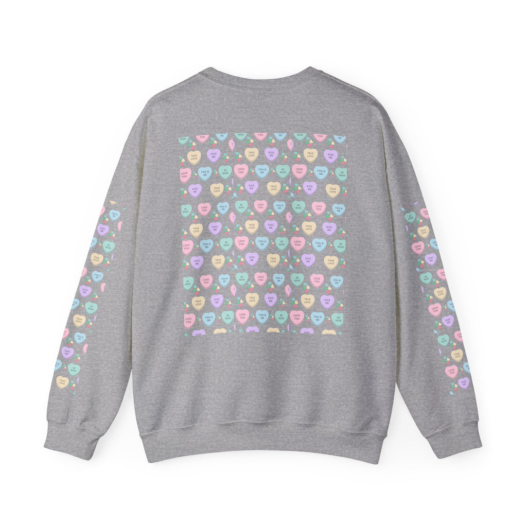 Candy Kisses Valentines Day Crewneck Sweatshirt | Heart Sweater | Candy Sweater |