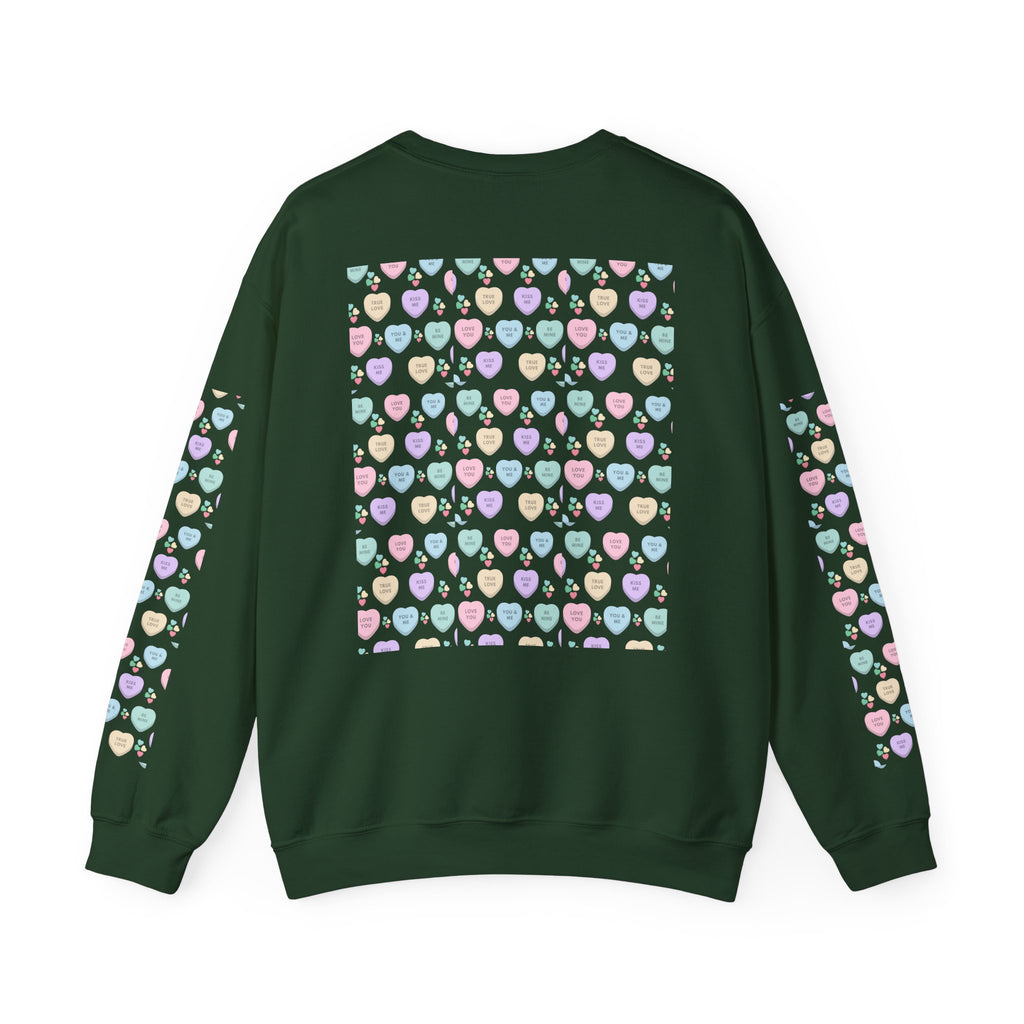 Candy Kisses Valentines Day Crewneck Sweatshirt | Heart Sweater | Candy Sweater |