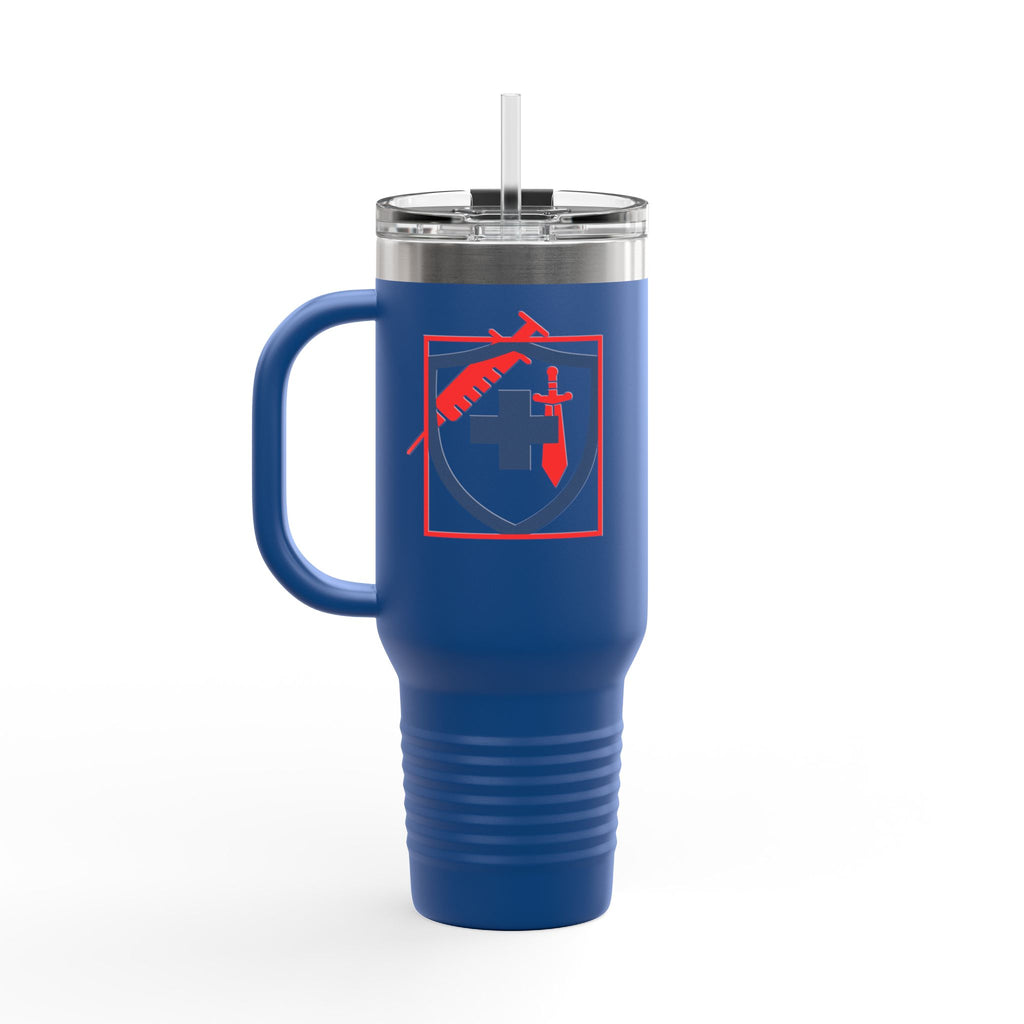 COVID Warrior 40oz Insulated Travel Mug(RedBlue)|Tumbler for Medical Professional| EMS Travel Mug |