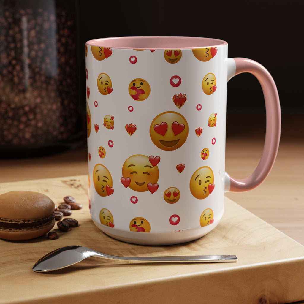Love Emoji Valentine's Accent Coffee Mug | 11oz 15oz | Love Mug | Valentines Gift | Be Mine Mug