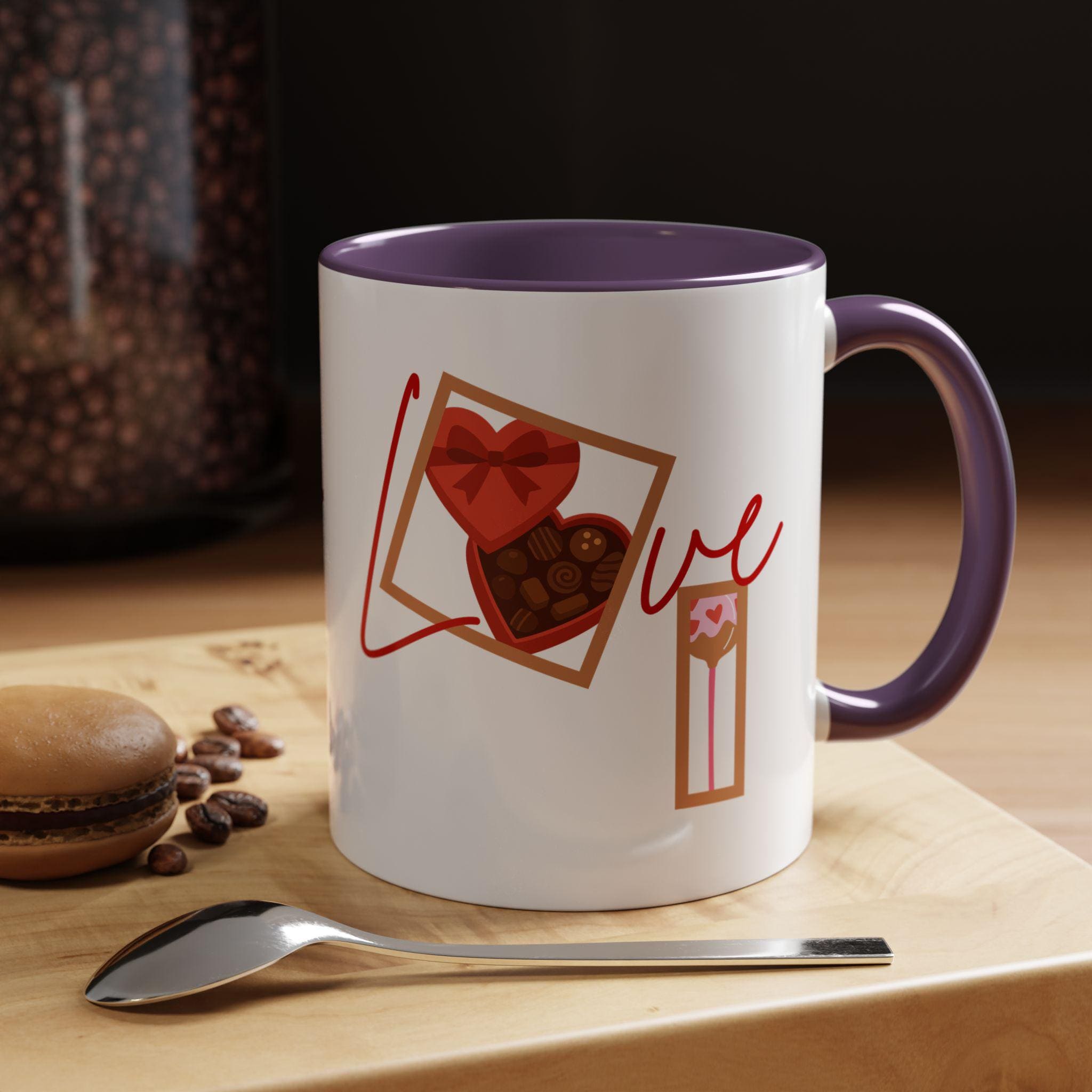 Love Chocolates Mug | Accent Coffee Mug (11oz, 15oz) Valentine's Day Mug | Love Mug | Heart Mug