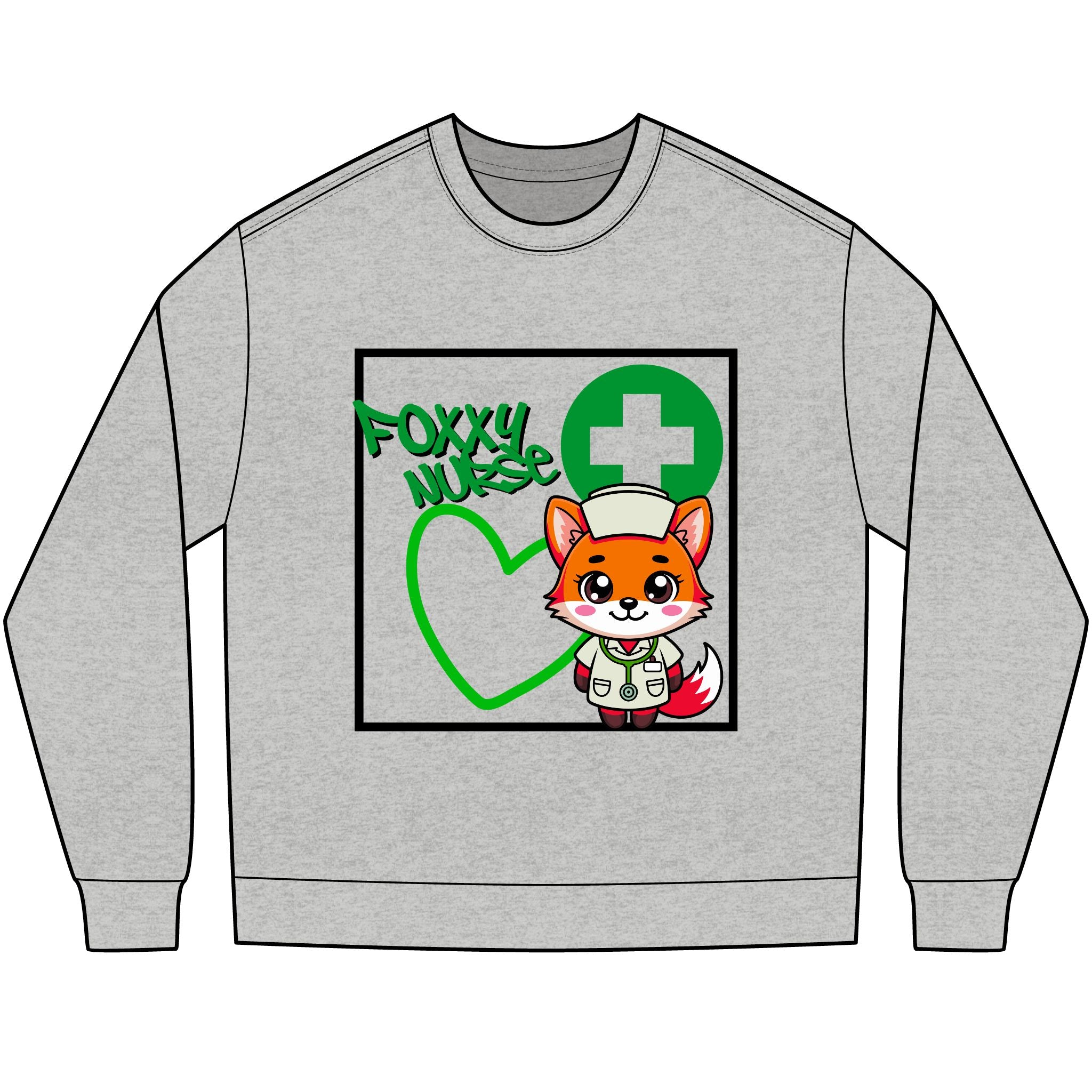 "Foxy Nurse" Medical Staff Shirt(Green)| Nurse's Long Sleeve Tee | Long Sleeve Women's Medical |