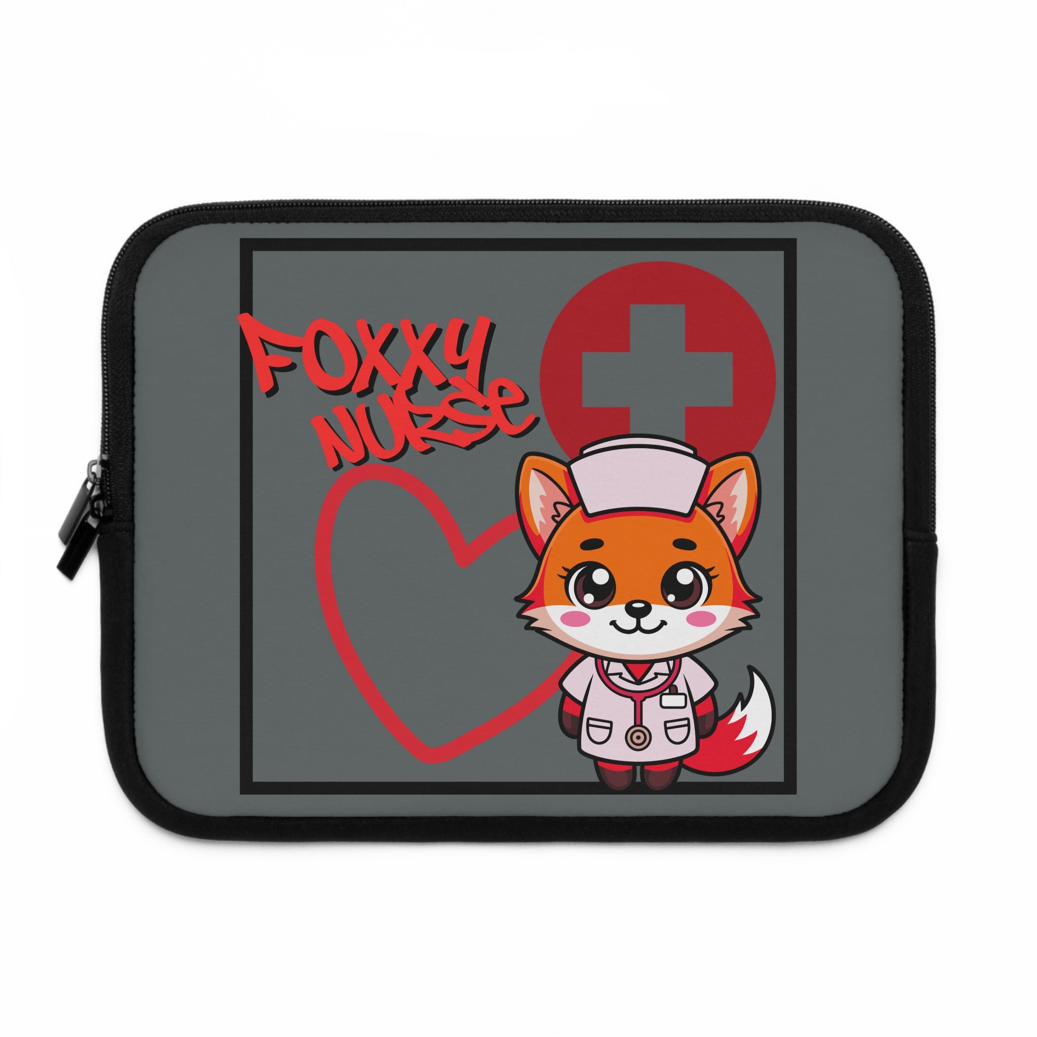 Foxxy Nurse Laptop Sleeve(Red|Grey|)|Laptop/Tablet Case for Nurses & Doctors| Tablet Sleeve For Medical Workers |Medical Symbol Protective Case for Nurses & EMTs
