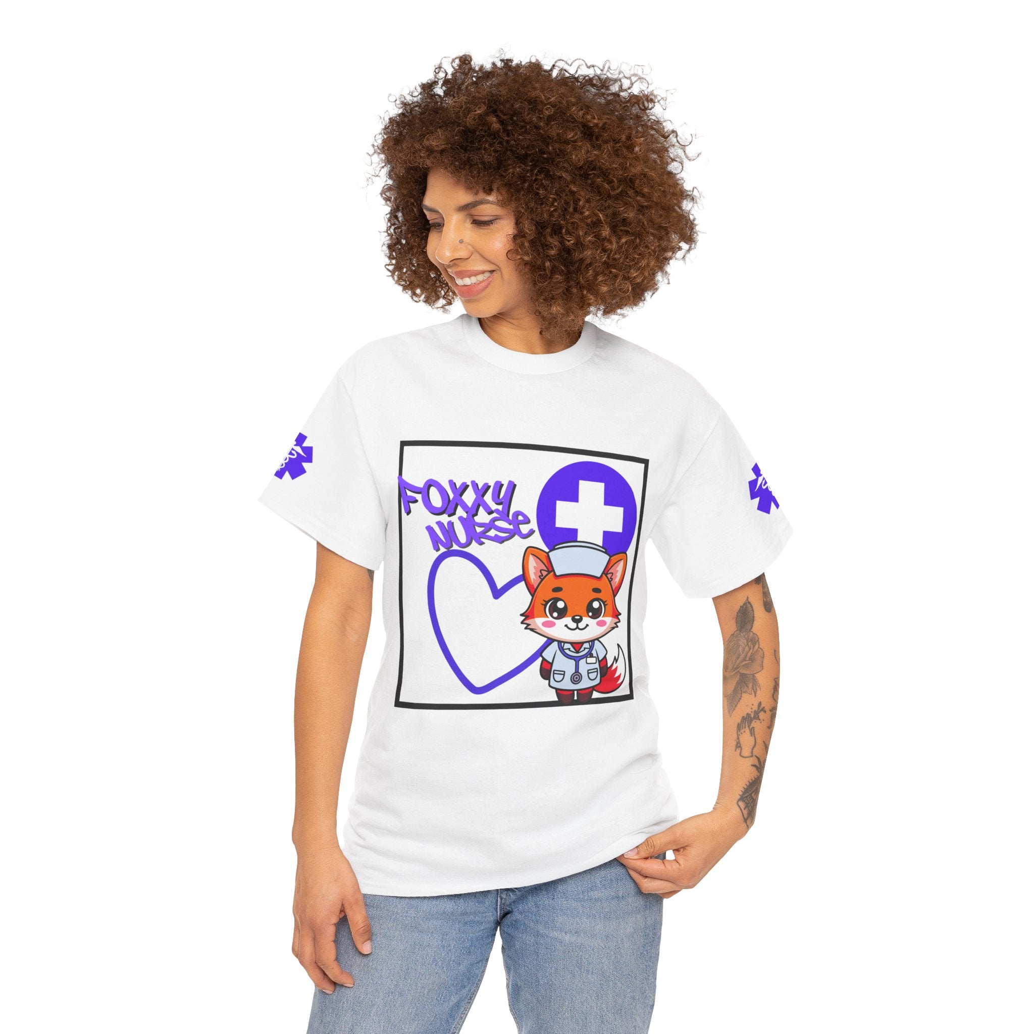 Foxxy Nurse Medical T‑Shirt(Purple)|Cute Medical for Nurses & Healthcare Staff| Cute Nursing Tee |