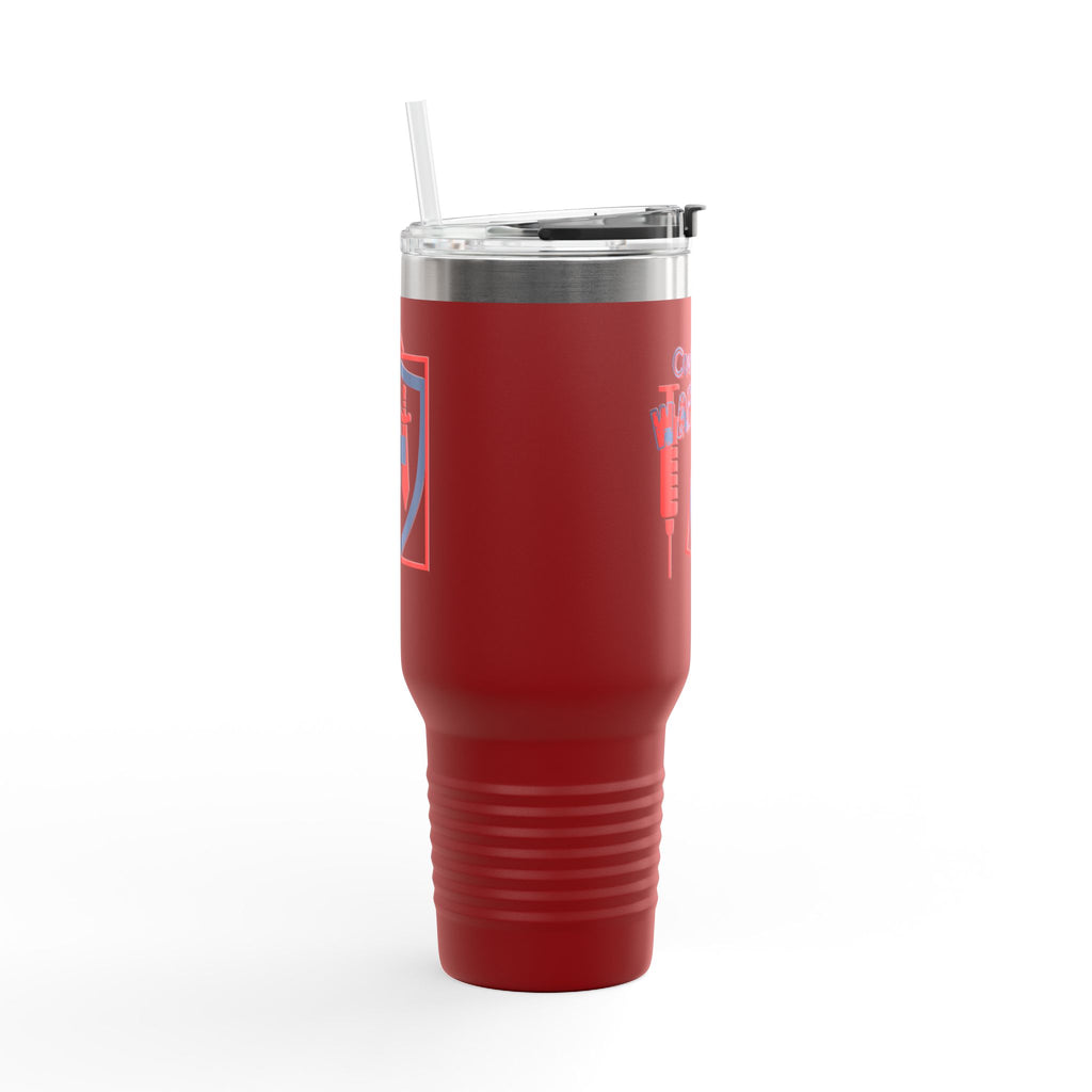 COVID Warrior 40oz Insulated Travel Mug(RedBlue)|Tumbler for Medical Professional| EMS Travel Mug |