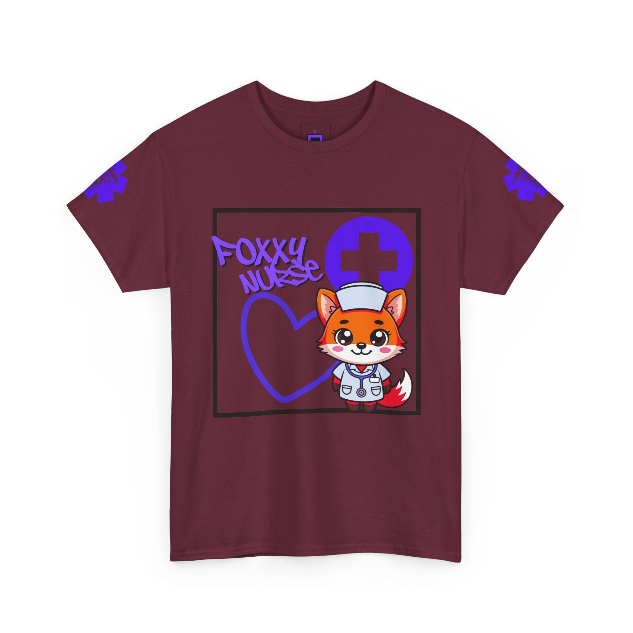 Foxxy Nurse Medical T‑Shirt(Purple)|Cute Medical for Nurses & Healthcare Staff| Cute Nursing Tee |