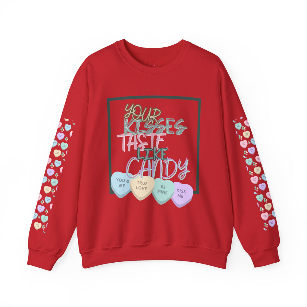 Candy Kisses Valentines Day Crewneck Sweatshirt | Heart Sweater | Candy Sweater |
